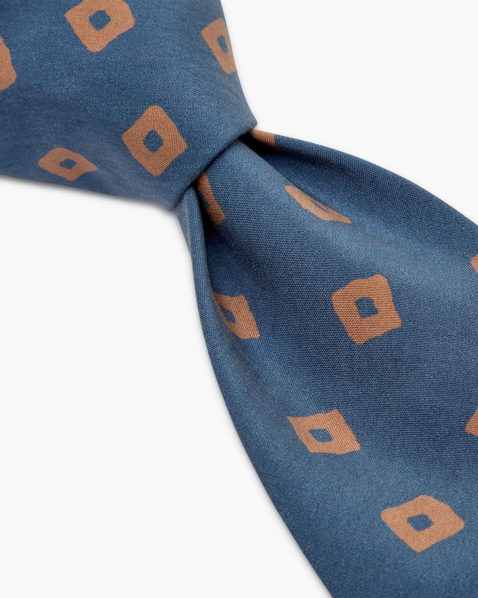 Cravatta 3 Pieghe In Seta Madder Con Cubi - Blu