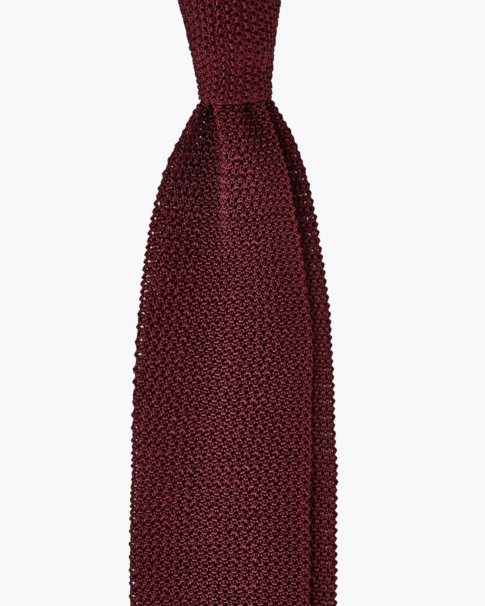 Cravatta Tricot in Maglia Grana di Riso - Bordeaux