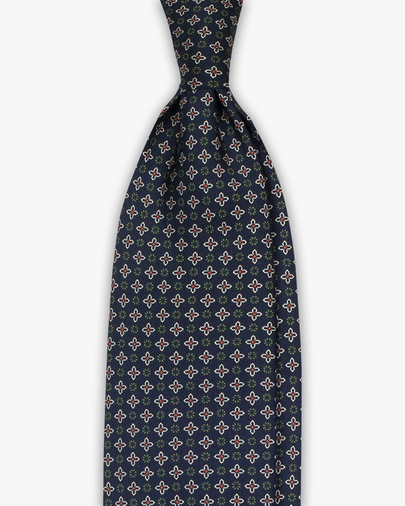3 Fold Floral Micro Pattern English Silk Tie - Blue