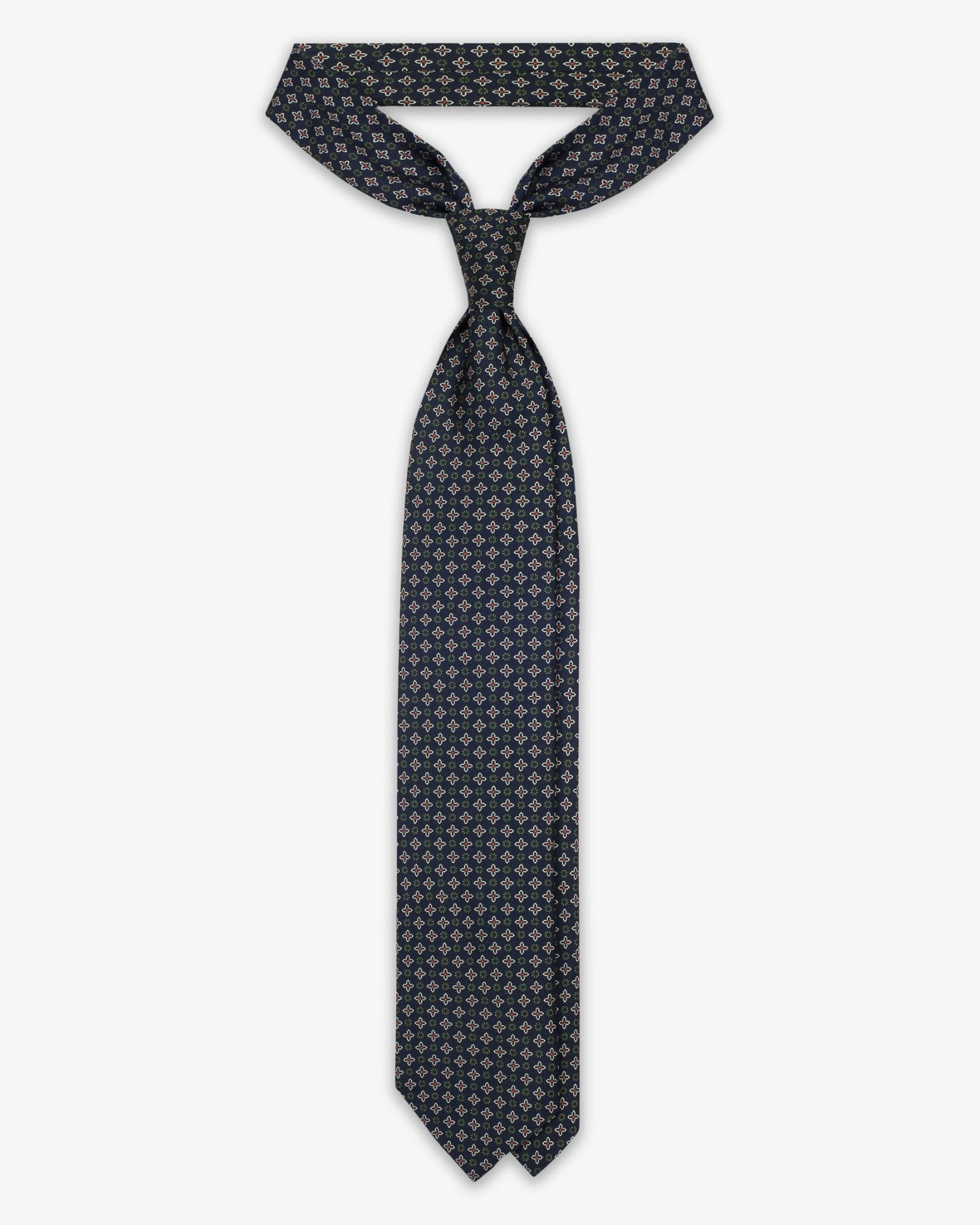 3 Fold Floral Micro Pattern English Silk Tie - Blue