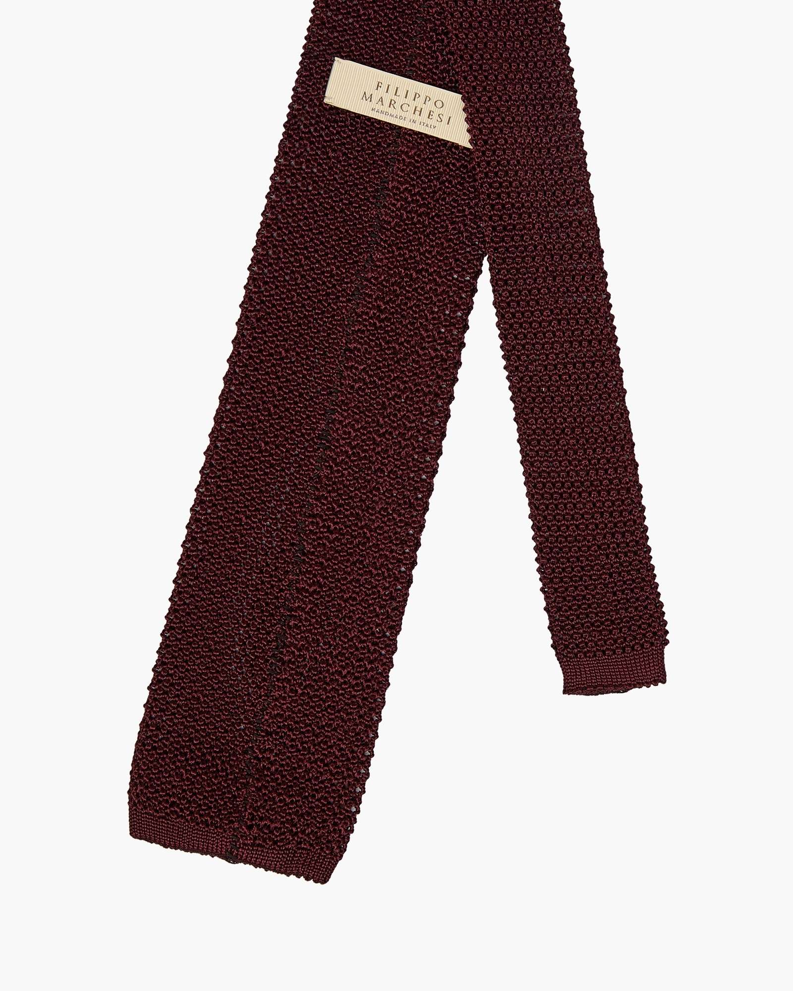 Cravatta Tricot in Maglia Grana di Riso - Bordeaux