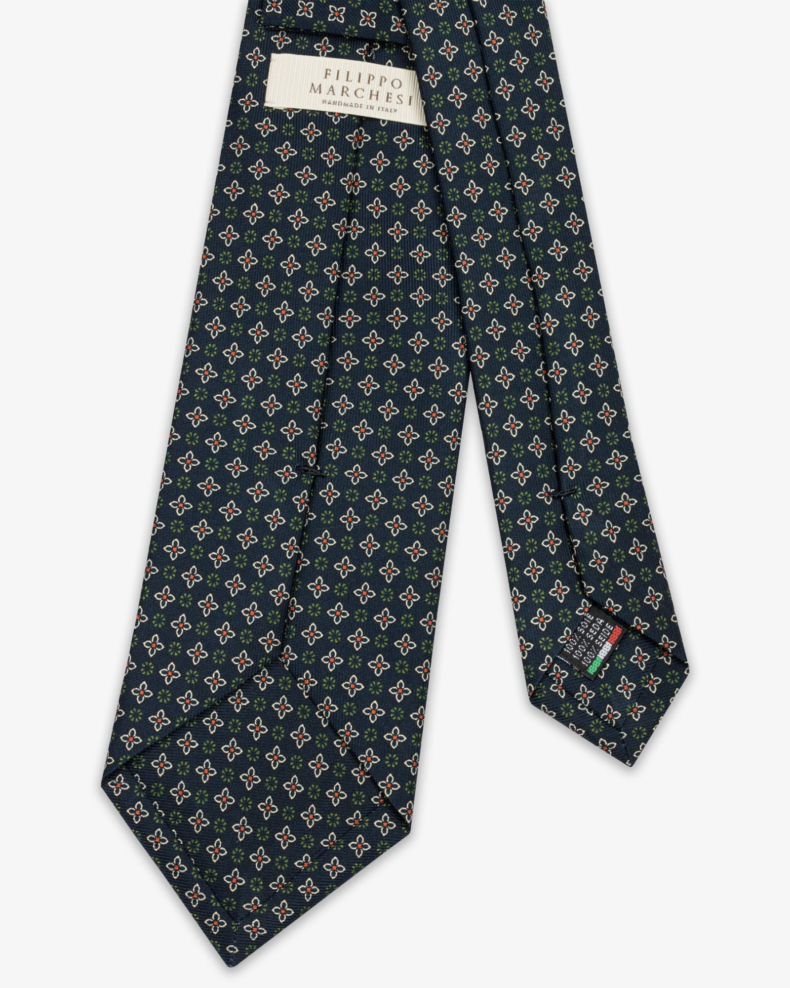 3 Fold Floral Micro Pattern English Silk Tie - Blue
