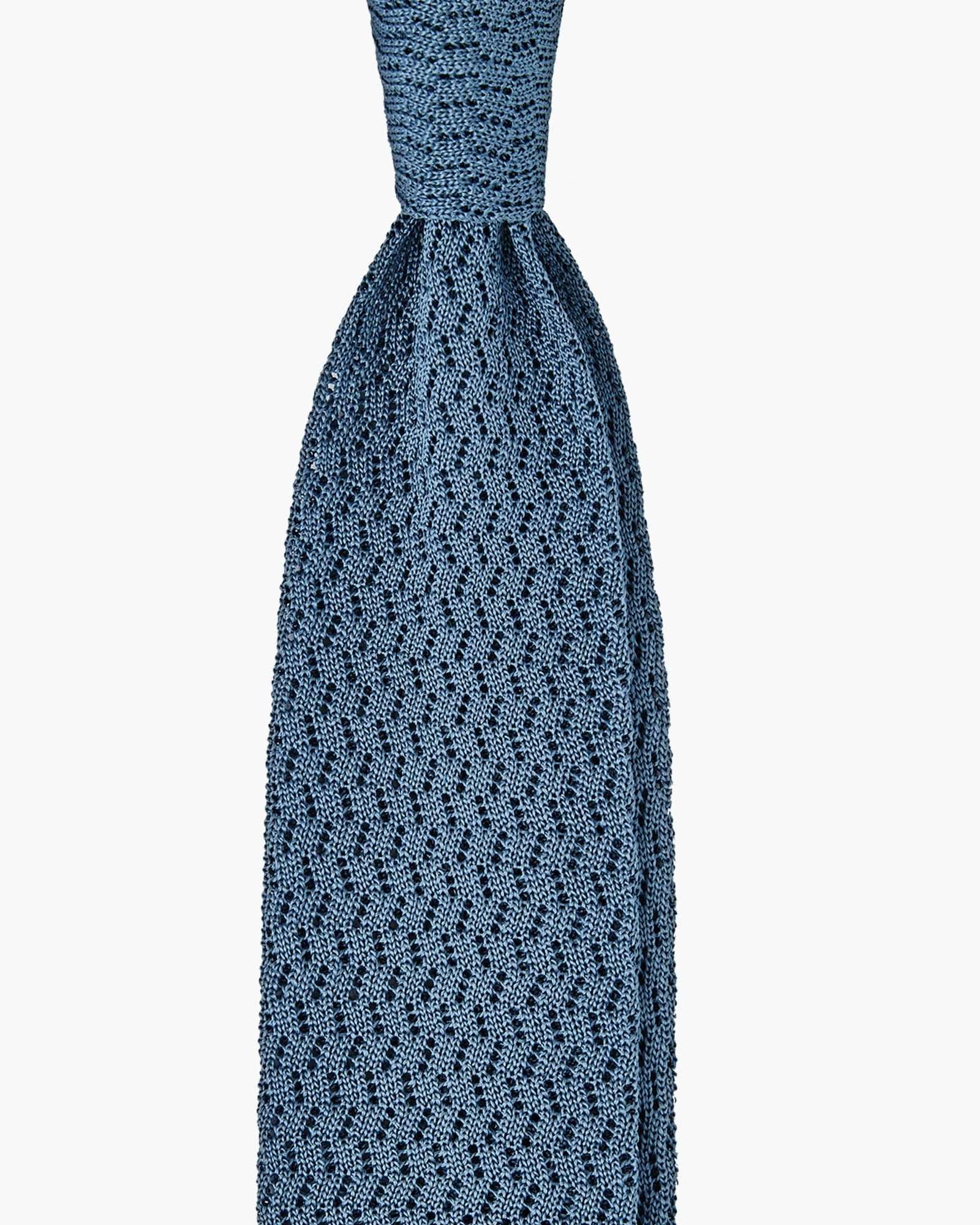 Cravatta Tricot in Maglia ZigZag - Blu Mare