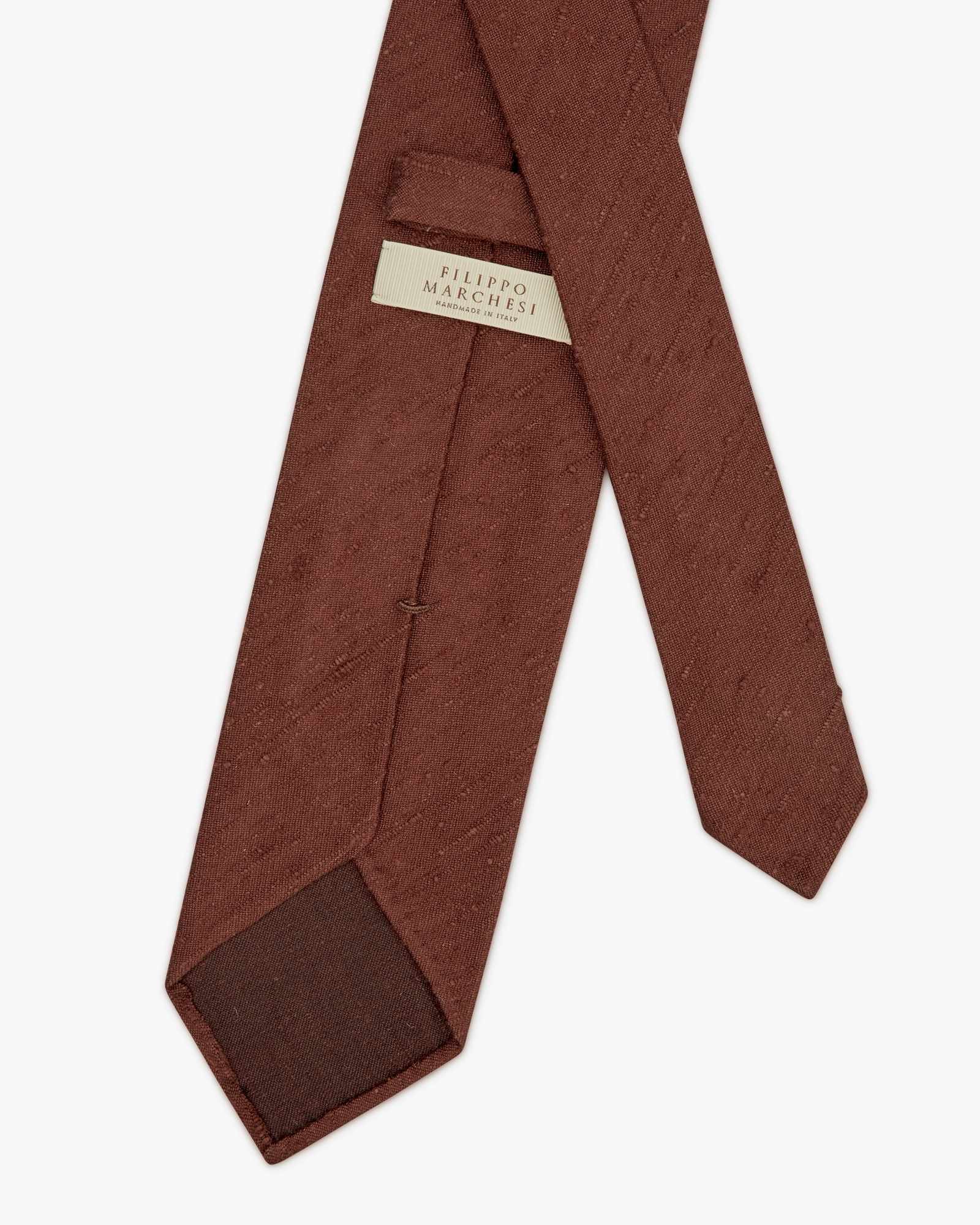 Cravatta 3 Pieghe In Seta Shantung - Marrone