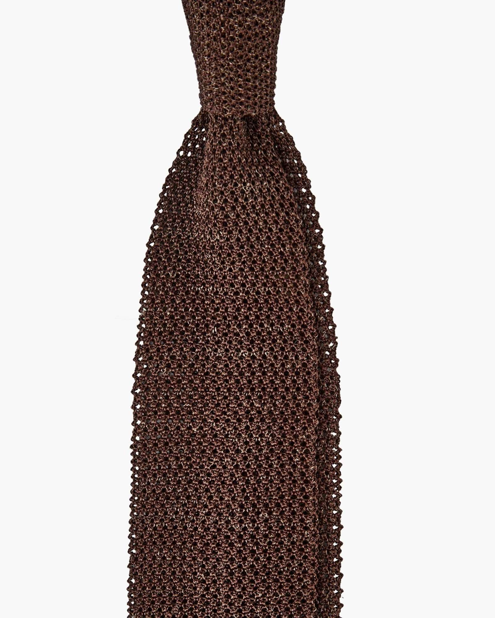 Cravatta Tricot in Maglia - Marrone Melange
