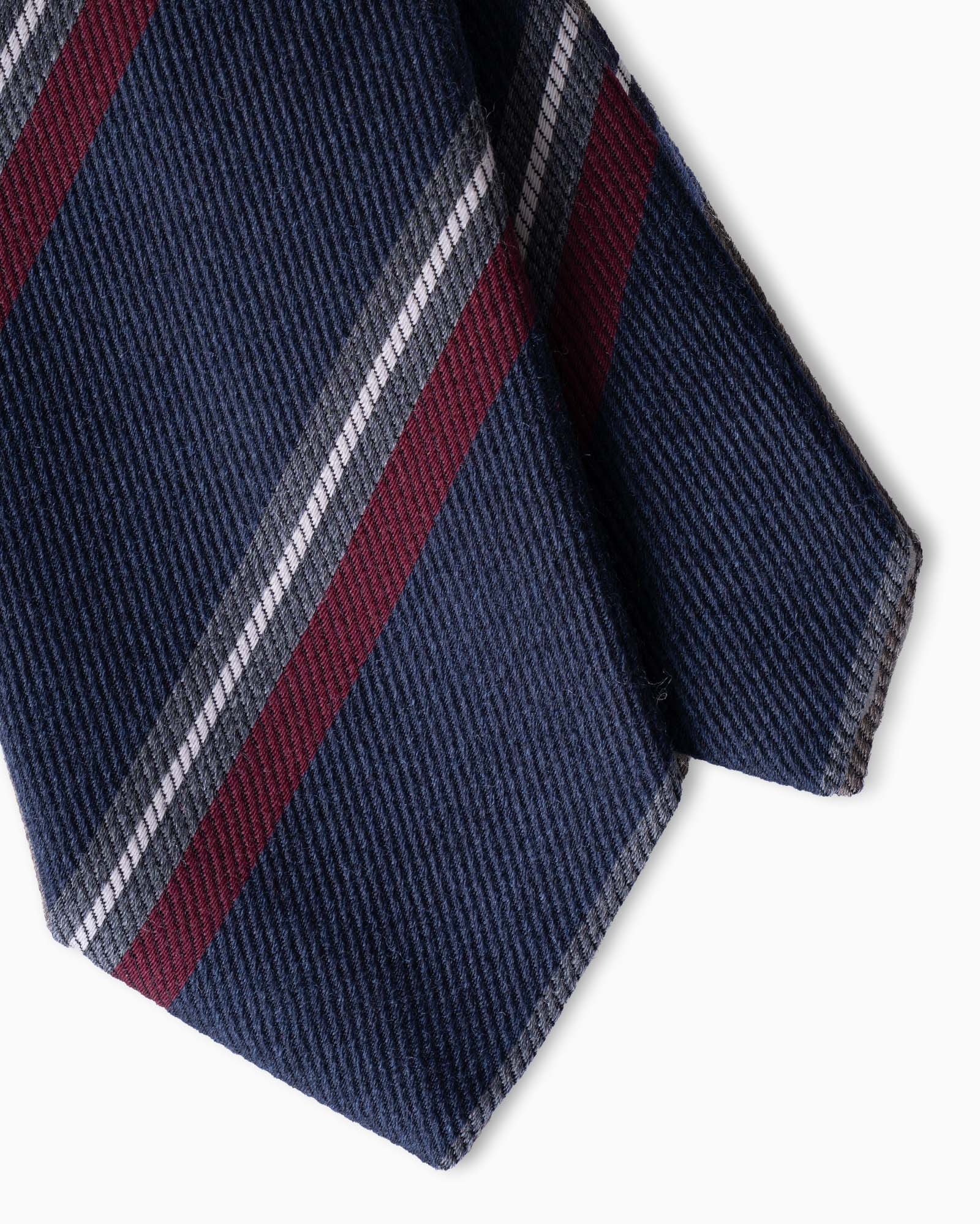 Cravatta in Seta e Lana 3 Pieghe Regimental - Blu