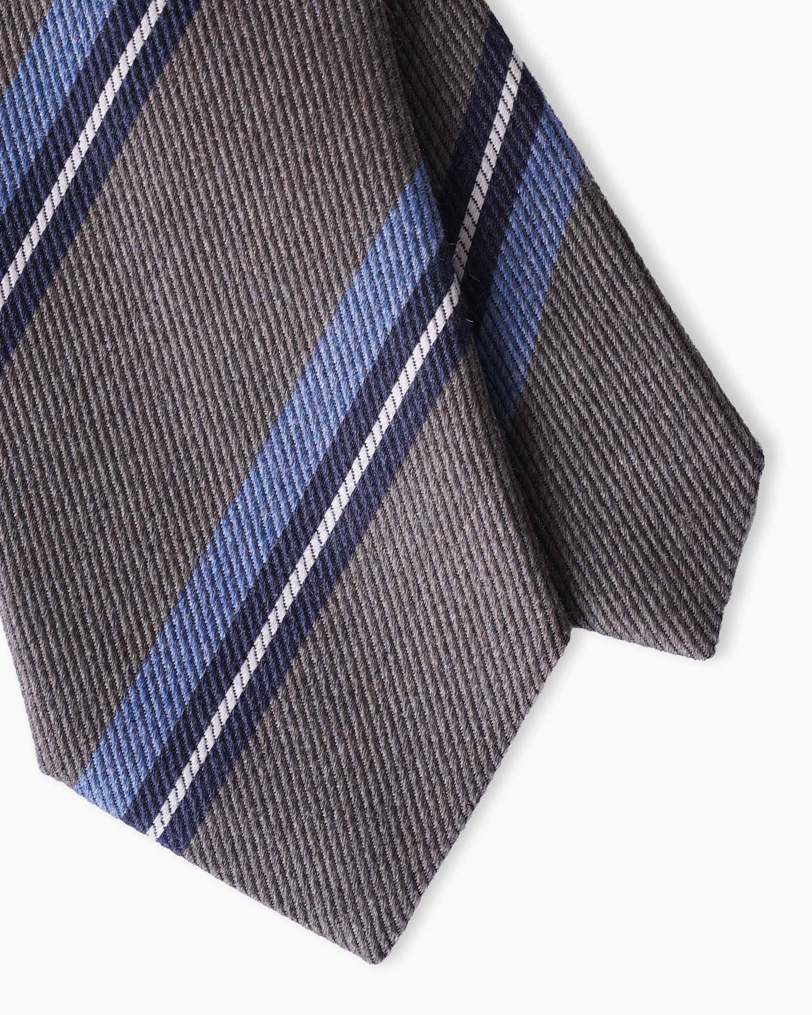 Cravatta in Seta e Lana 3 Pieghe Regimental - Marrone