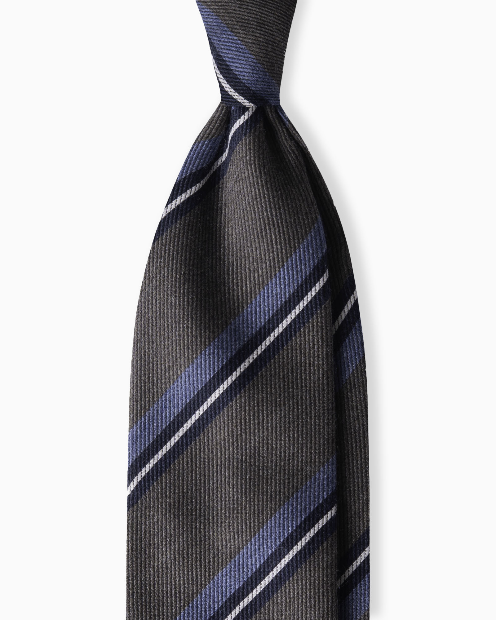 Cravatta in Seta e Lana 3 Pieghe Regimental - Marrone