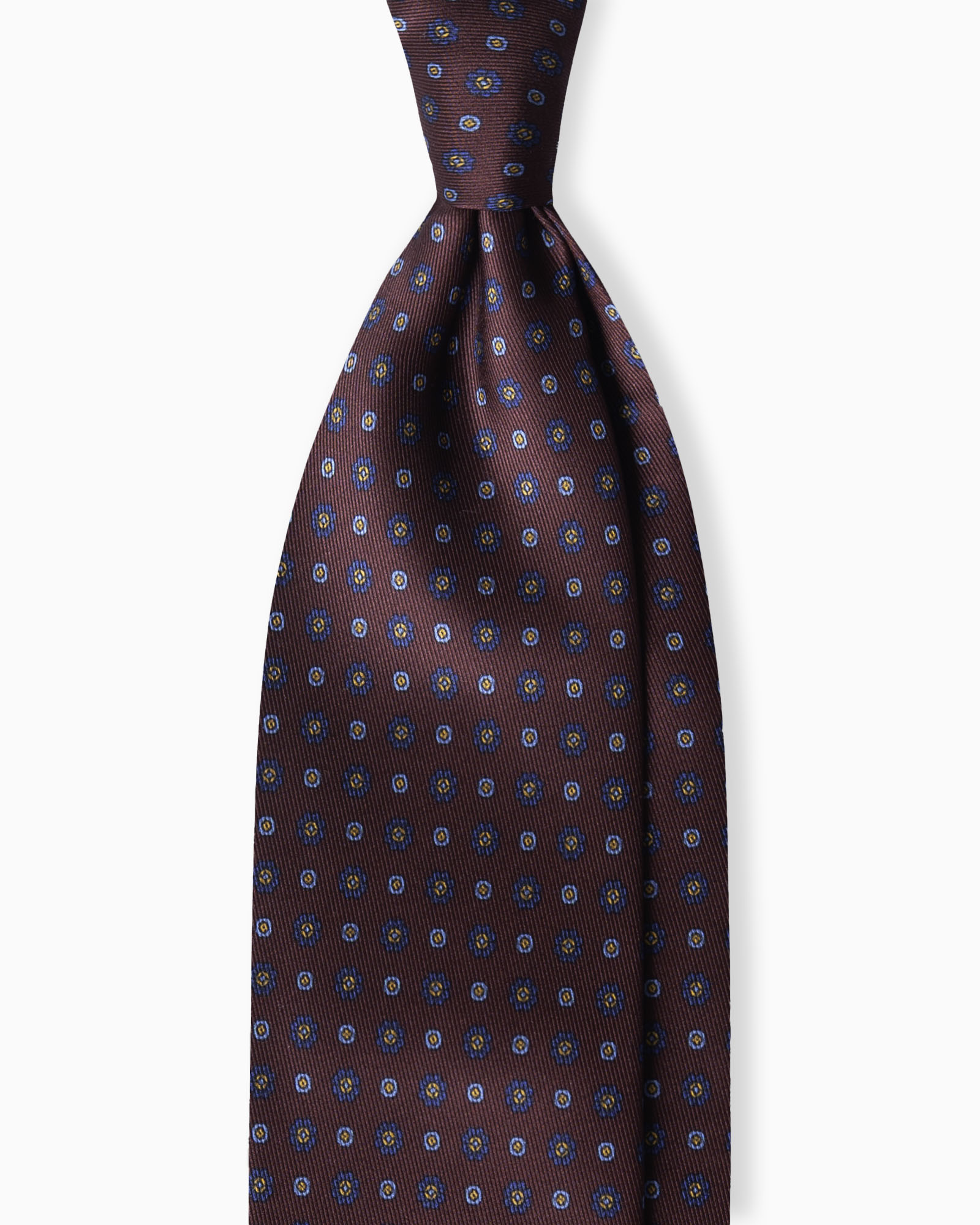 Cravatta in Seta Italiana 3 Pieghe Motivo Floreale - Bordeaux