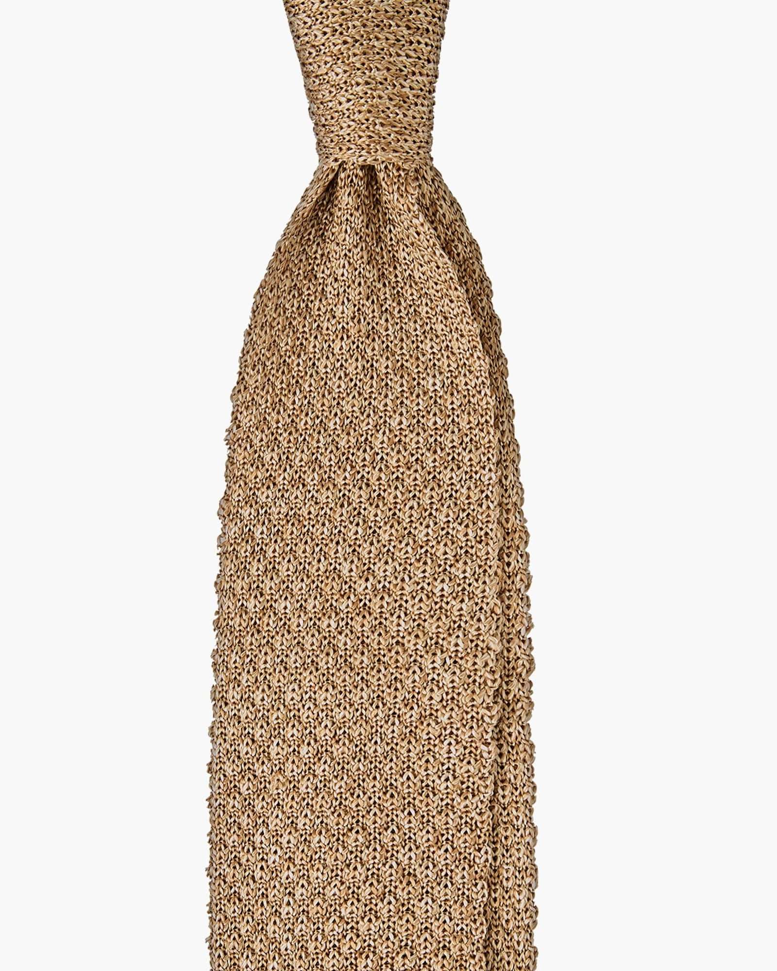 Cravatta Tricot in Maglia - Beige Melange