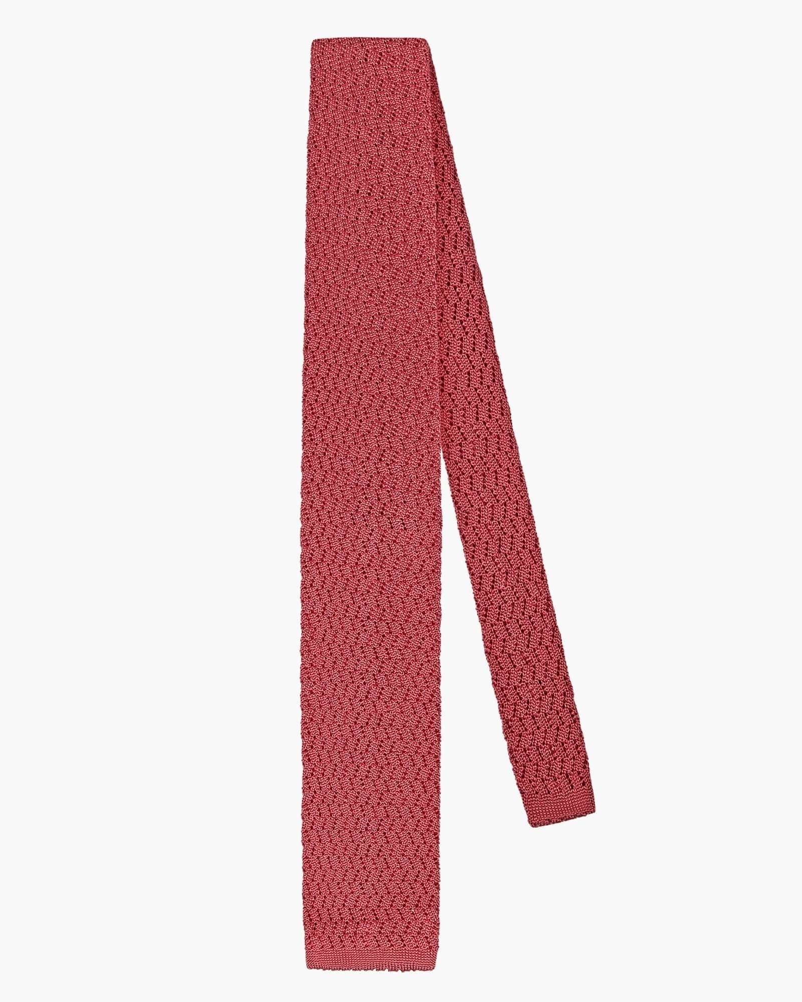 Cravatta Tricot in Maglia ZigZag - Corallo