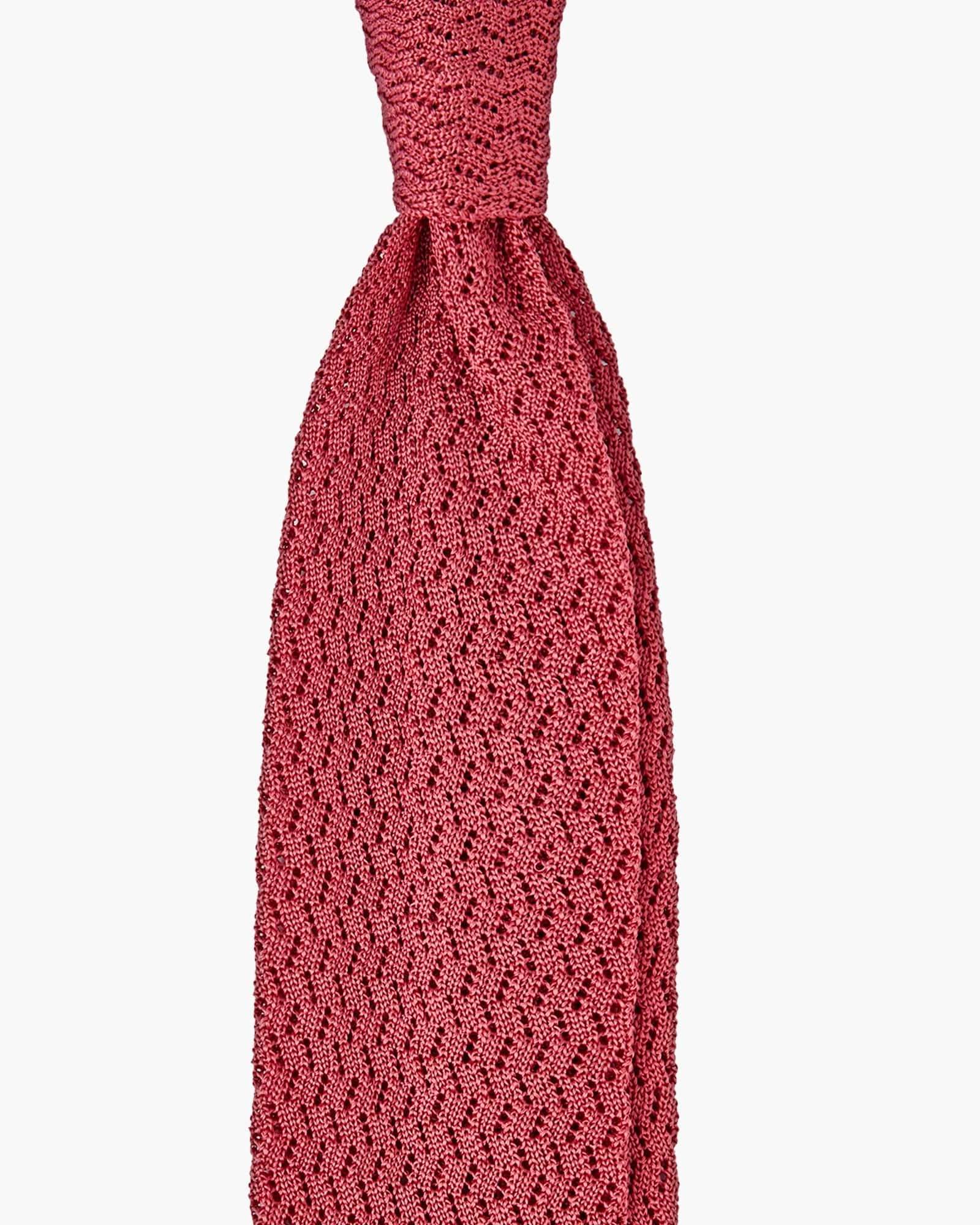 Cravatta Tricot in Maglia ZigZag - Corallo