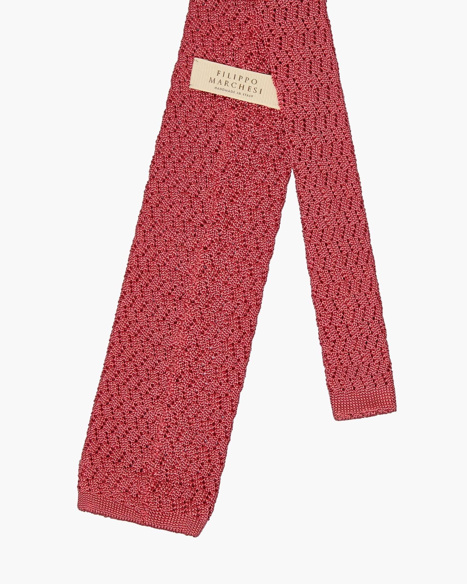 Cravatta Tricot in Maglia ZigZag - Corallo
