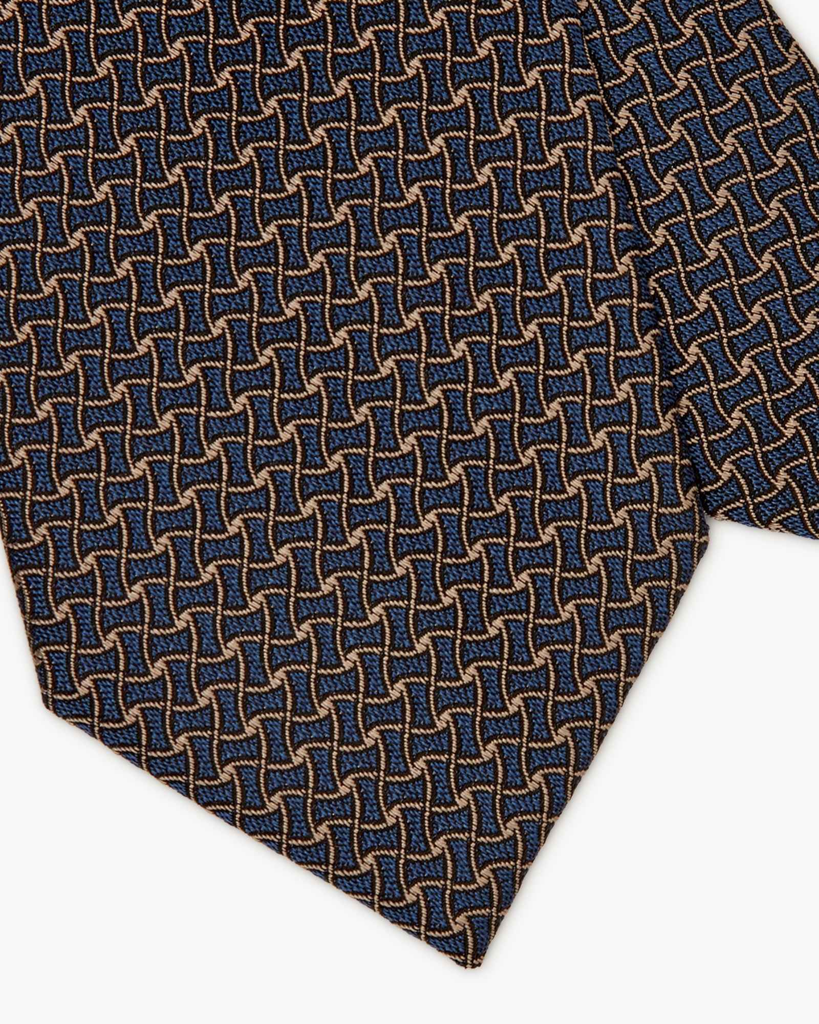 Cravatta 3 Pieghe In Seta Jacquard Microdisegno - Blu