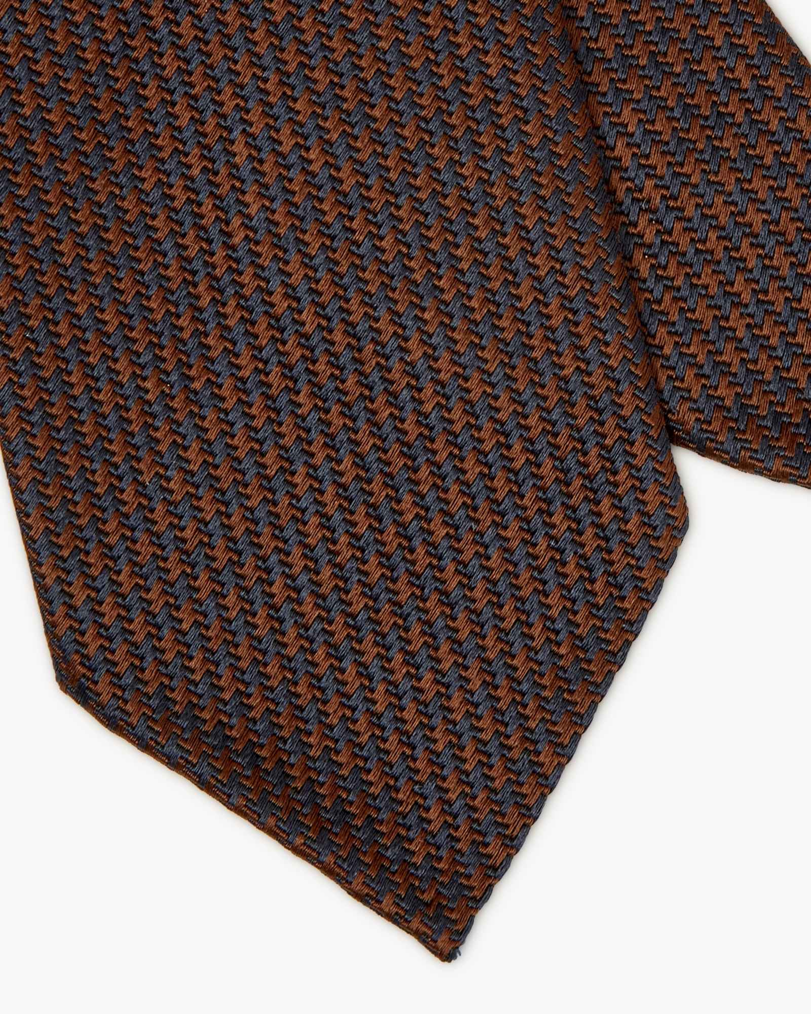 3-Fold Micro Pattern Jacquard Silk Tie - Blue Brown