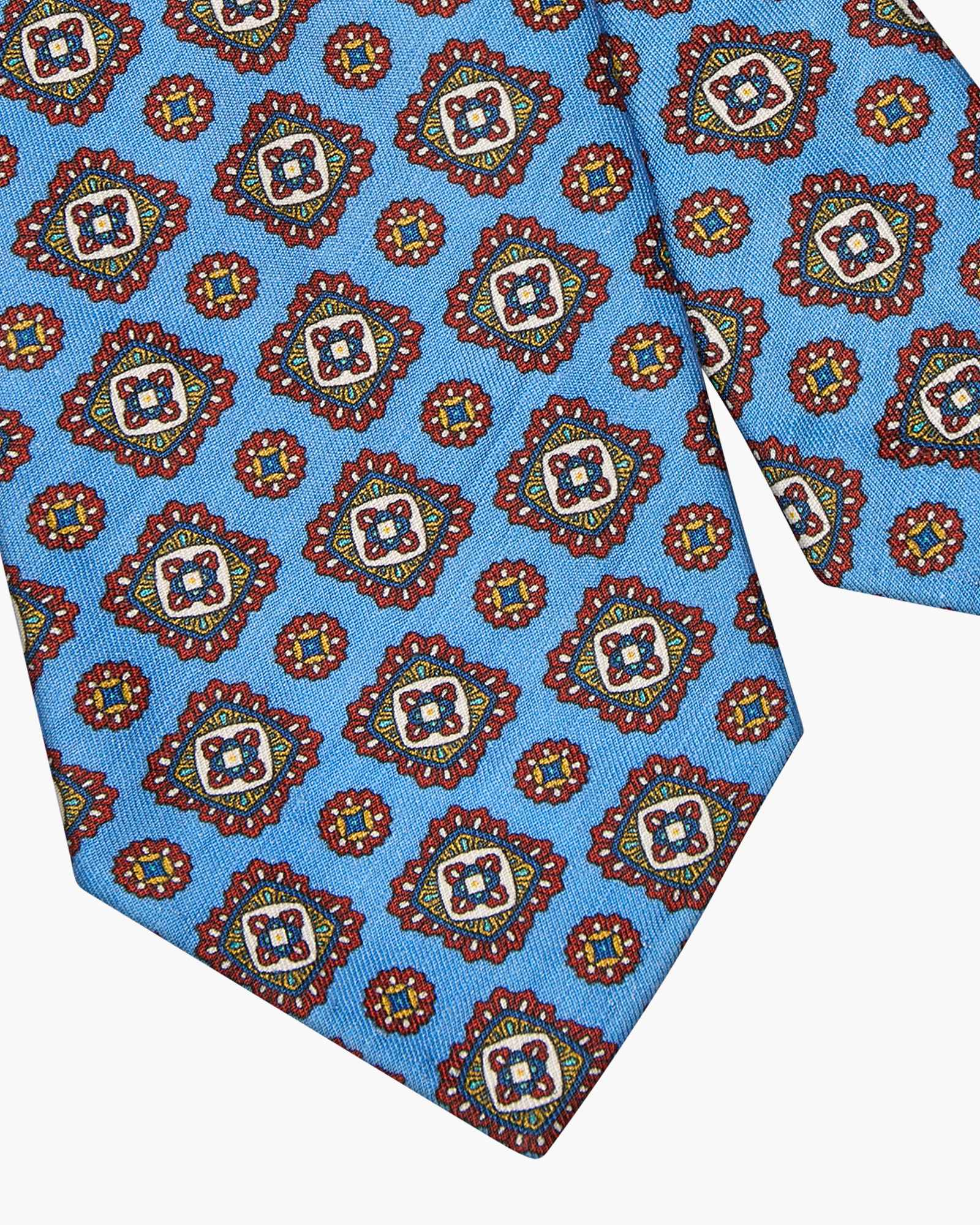 Cravatta 3 Pieghe in Seta Lino Floreale - Blu