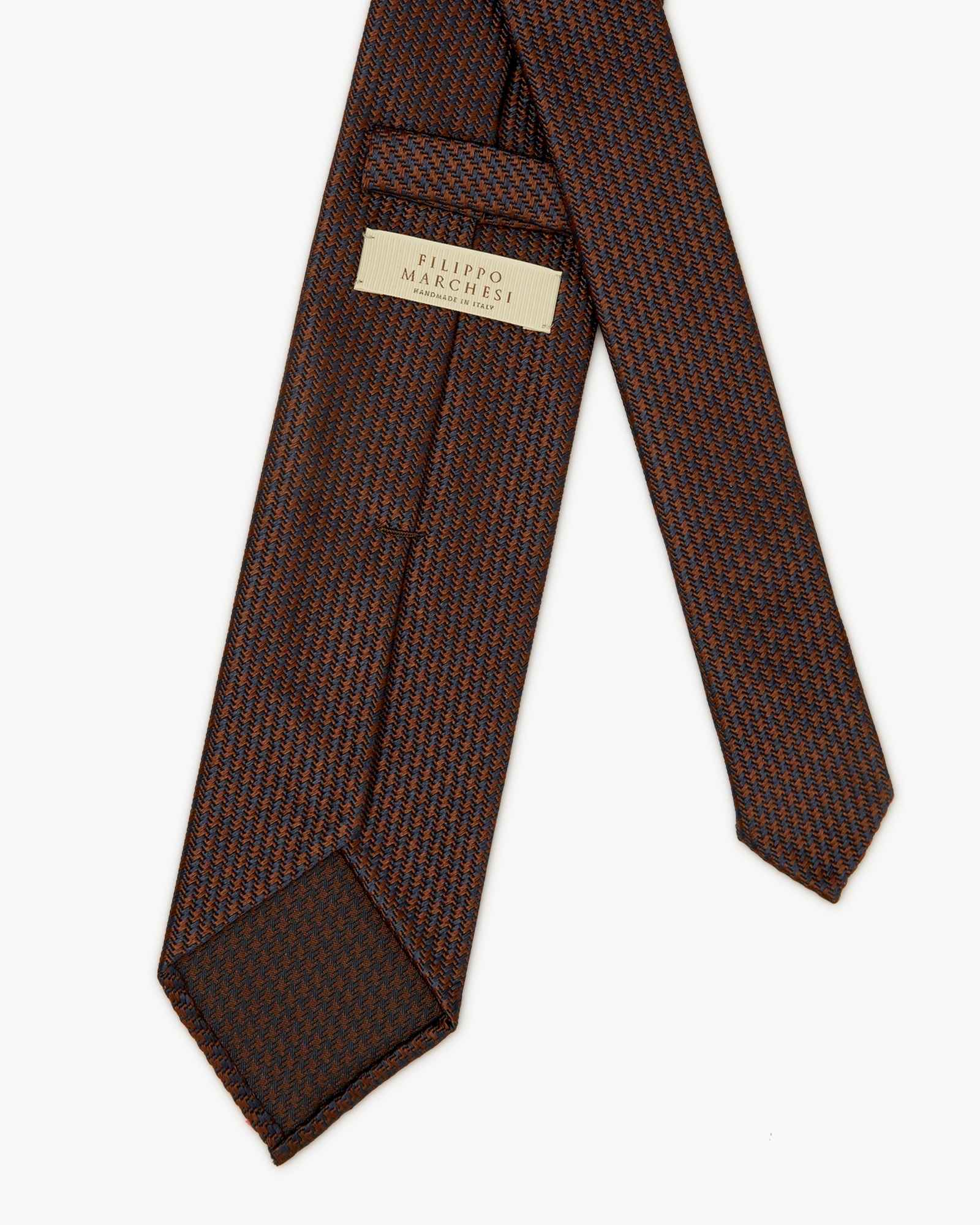 3-Fold Micro Pattern Jacquard Silk Tie - Blue Brown
