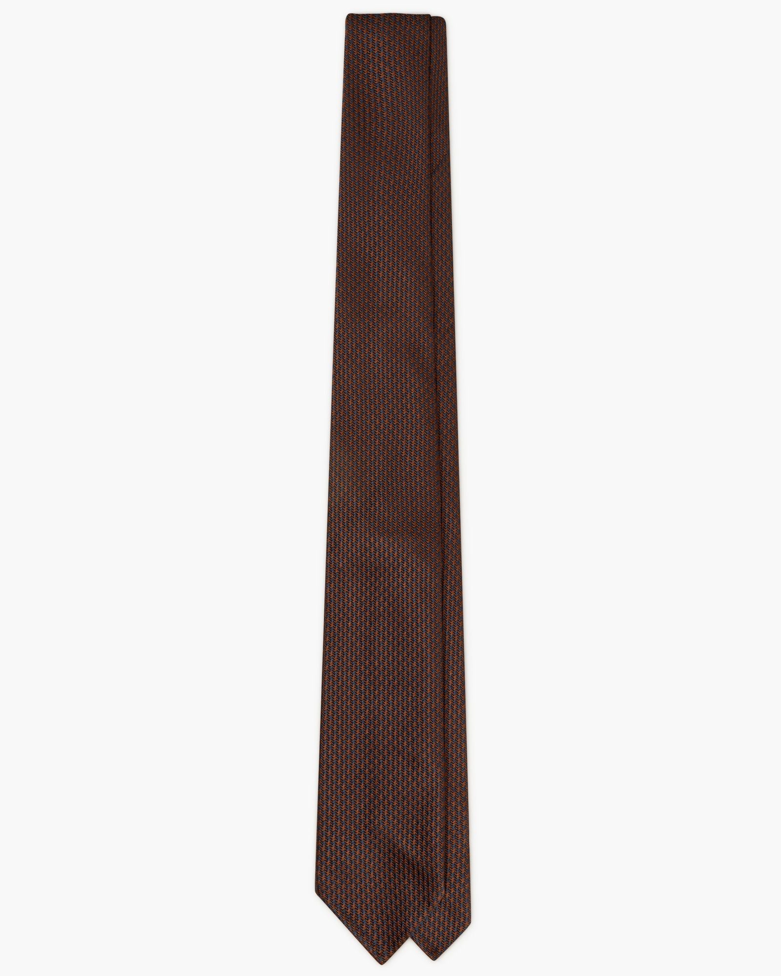 3-Fold Micro Pattern Jacquard Silk Tie - Blue Brown