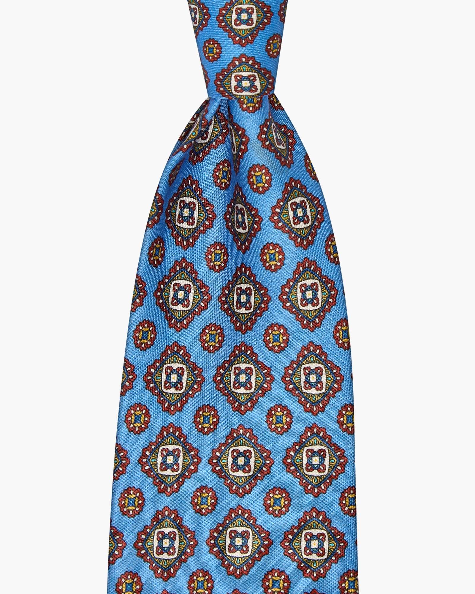 Cravatta 3 Pieghe in Seta Lino Floreale - Blu