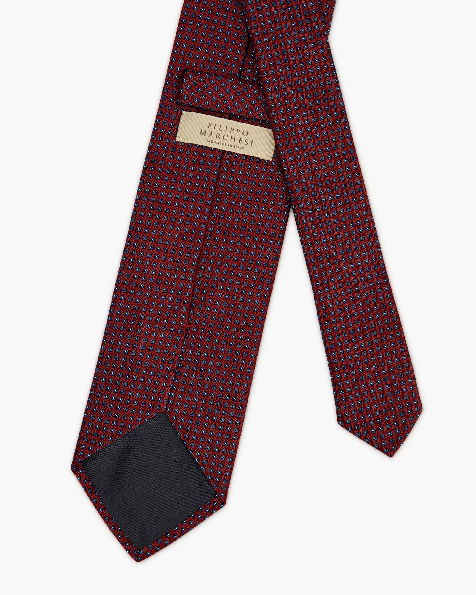 Cravatta 3 Pieghe In Seta Jacquard Micro Motivo - Bordeaux