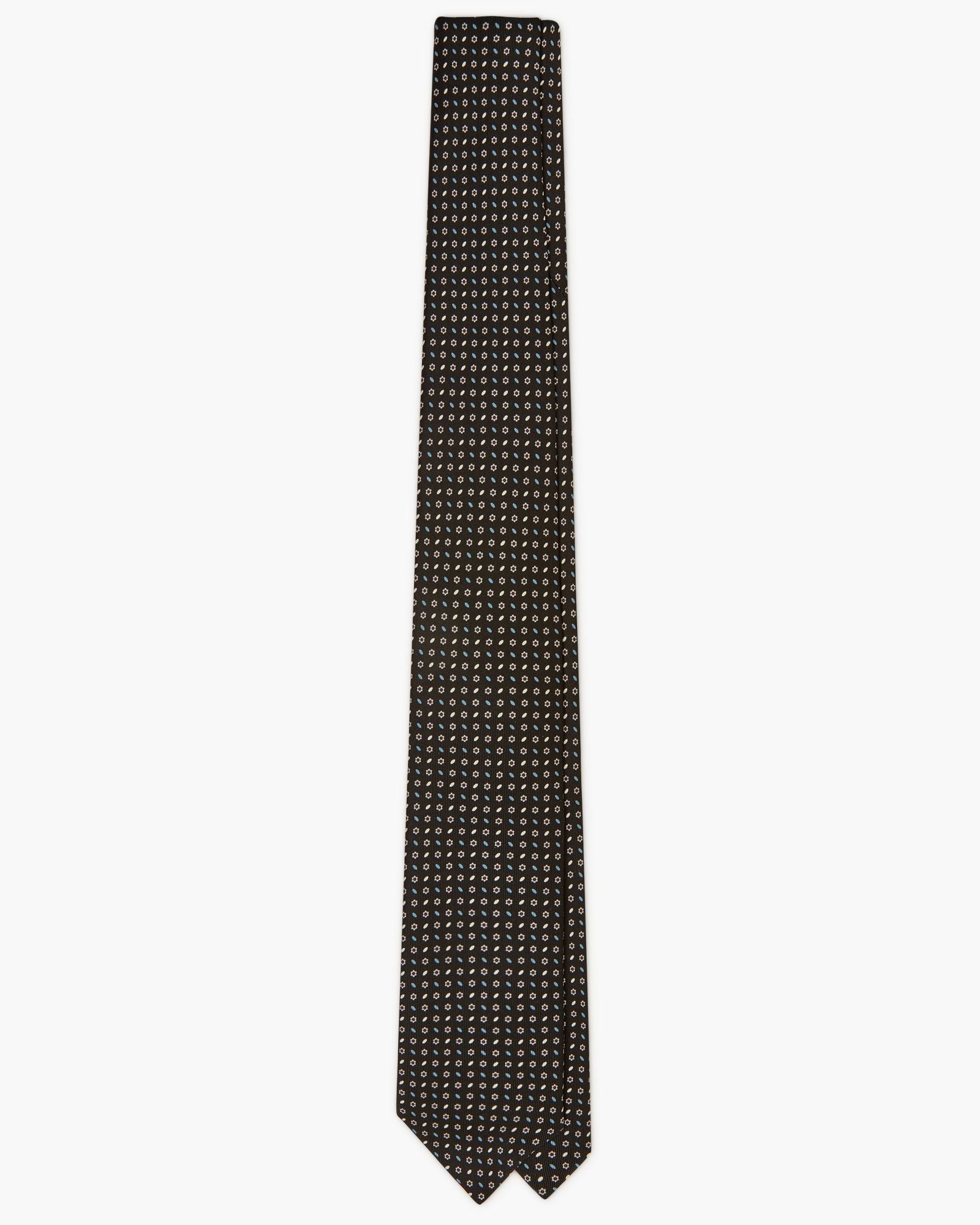 3-Fold Micro Pattern Printed Italian Silk Tie - Black