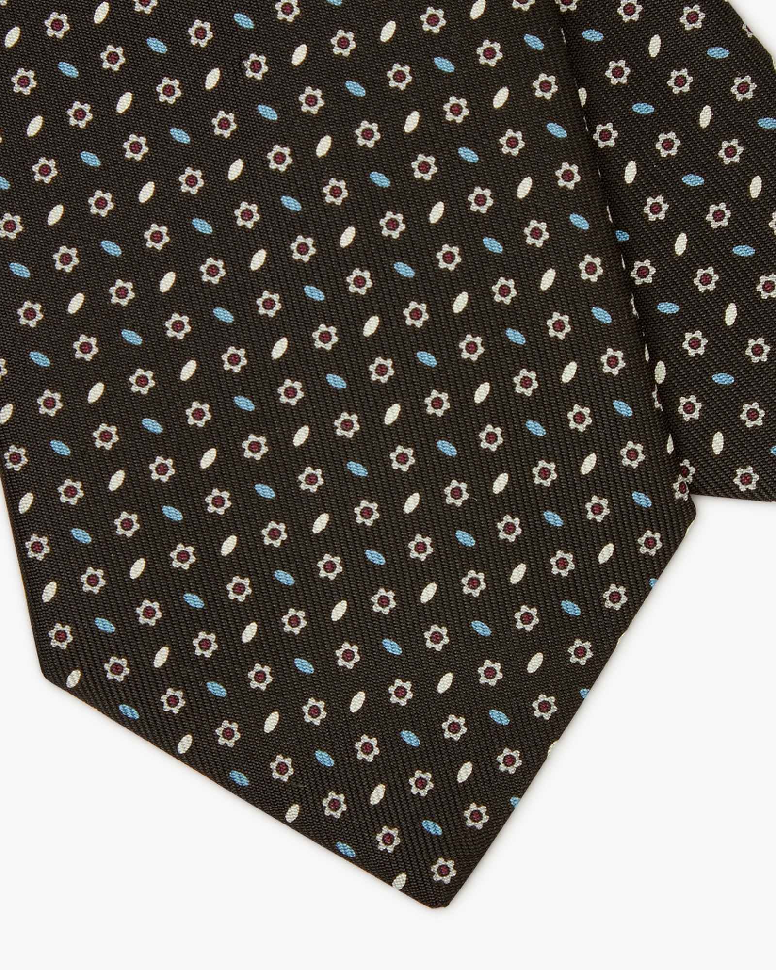 3-Fold Micro Pattern Printed Italian Silk Tie - Black