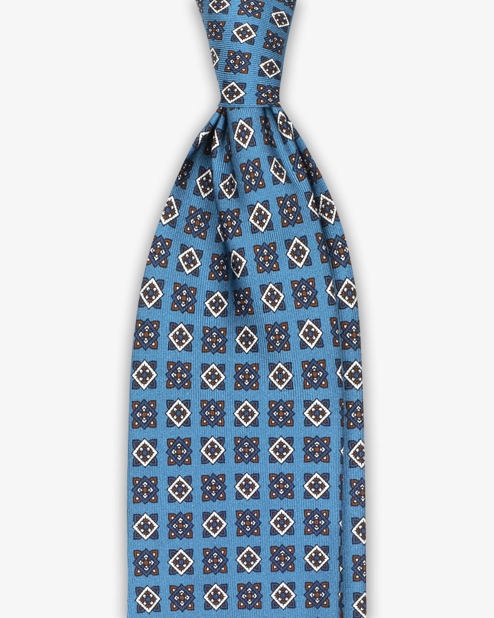 Cravatta 3 Pieghe In Seta Inglese Stampata Con Cubi - Blu Avion