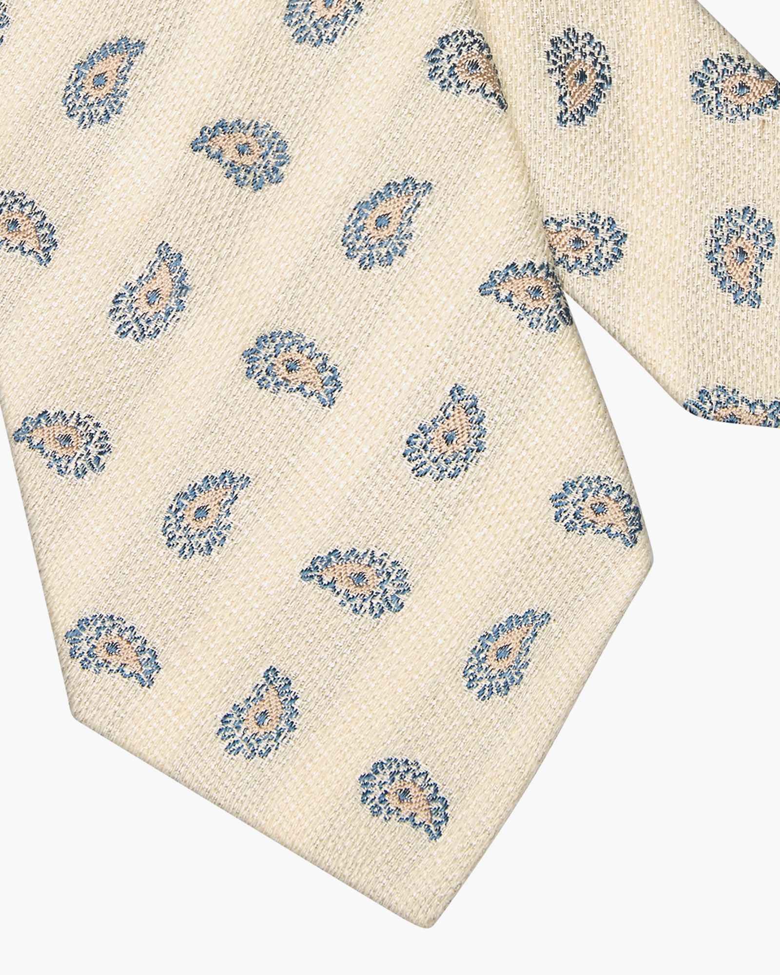 Cravatta 3 Pieghe In Seta Jacquard Paisley - Avorio