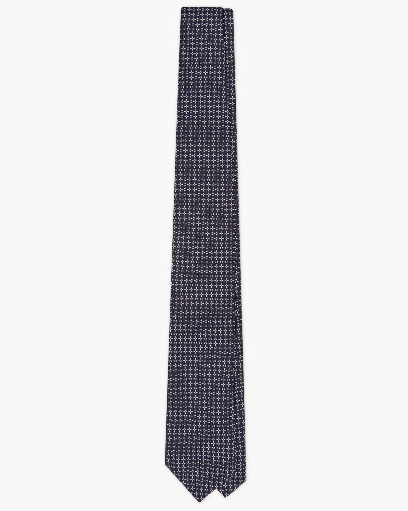 Cravatta 3 Pieghe In Seta Inglese Stampata Microdisegno - Mix Blu