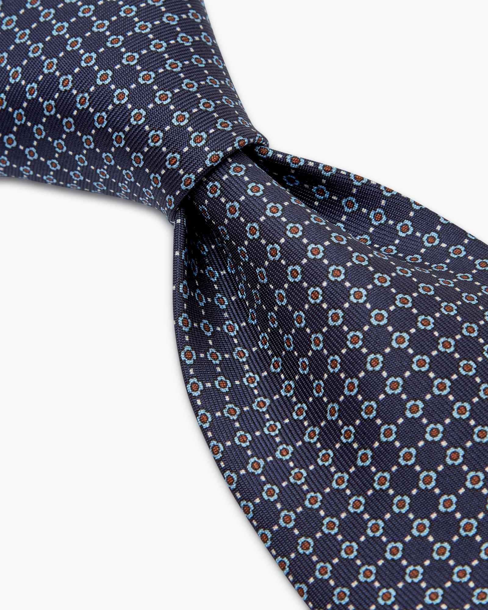 Cravatta 3 Pieghe In Seta Inglese Stampata Microdisegno - Mix Blu