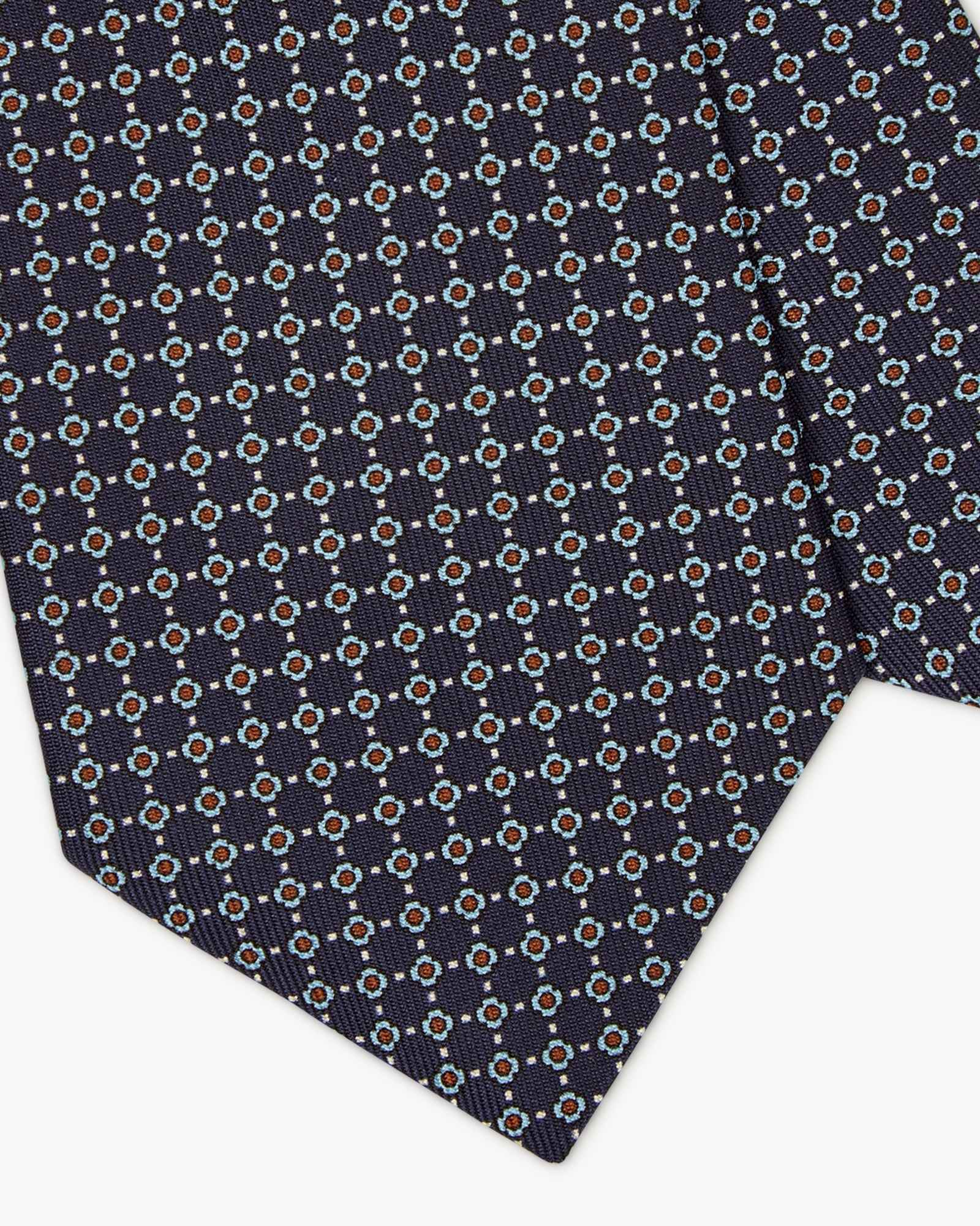 Cravatta 3 Pieghe In Seta Inglese Stampata Microdisegno - Mix Blu