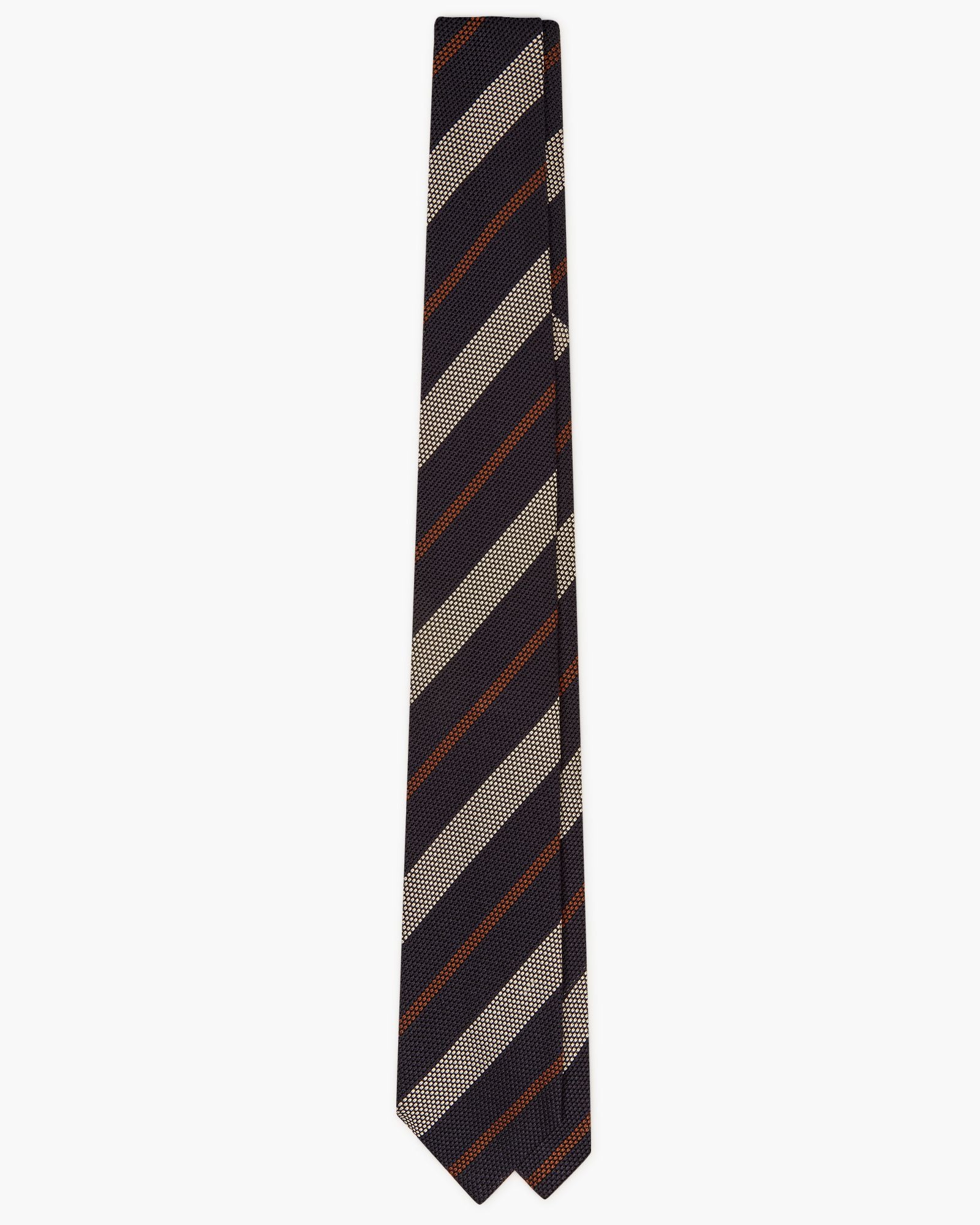 3-Fold Multi Stripe Grenadine Silk Tie - Cream Blue