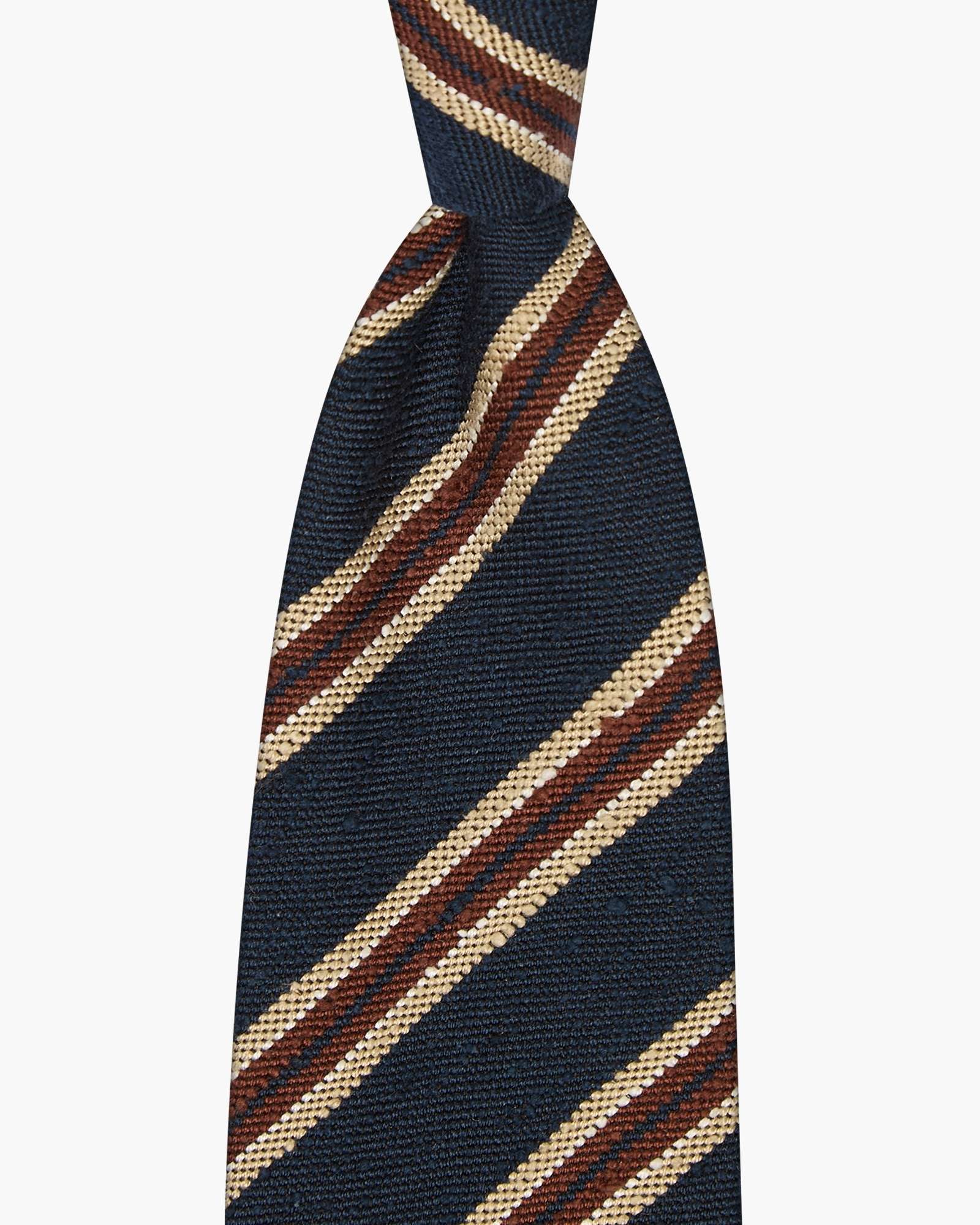 Cravatta 3 Pieghe In Seta Shantung - Blu Marrone