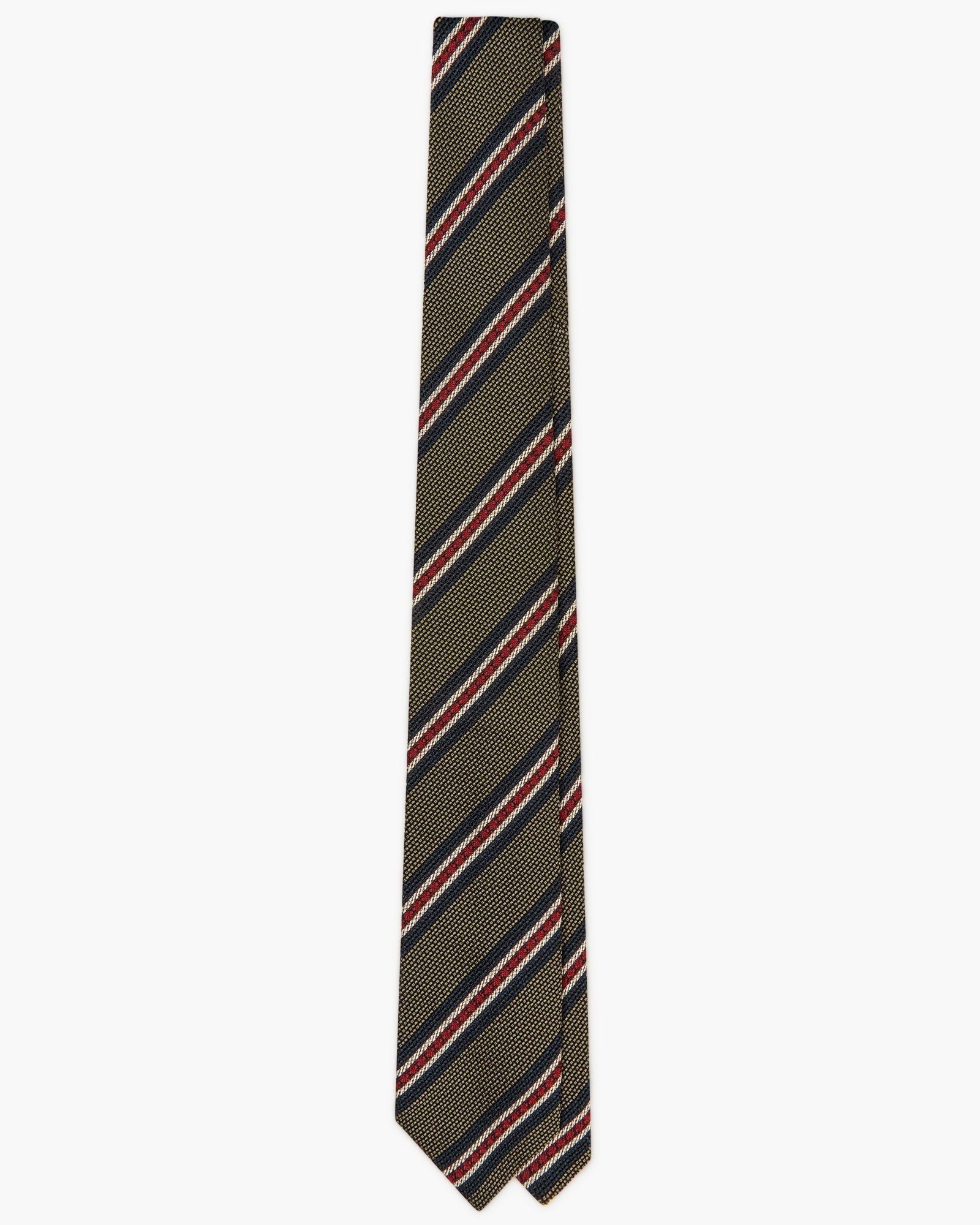 3-Fold Multi Stripe Grenadine Silk Tie - Green Blue