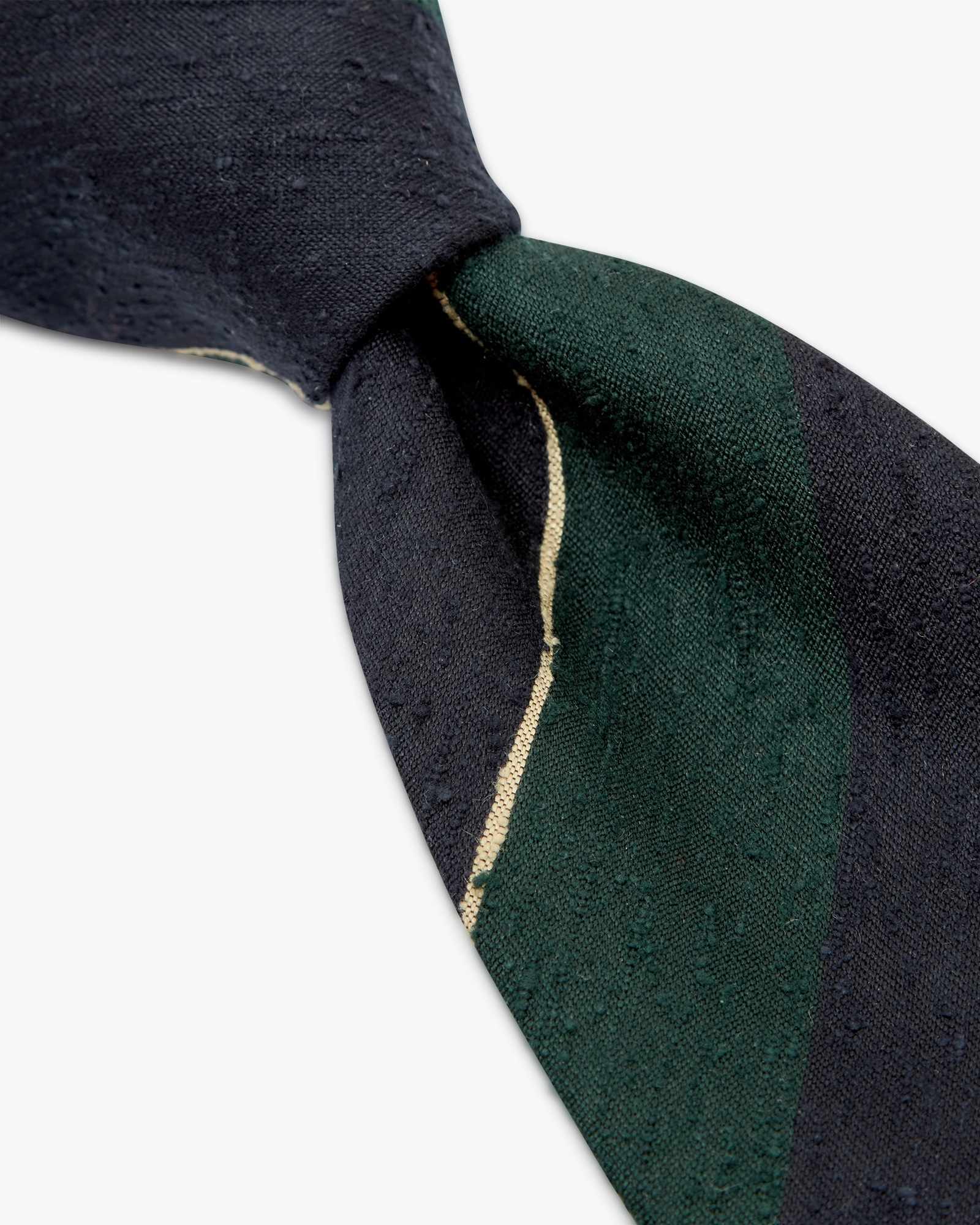 Cravatta 3 Pieghe In Seta Shantung A Righe - Blu Verde