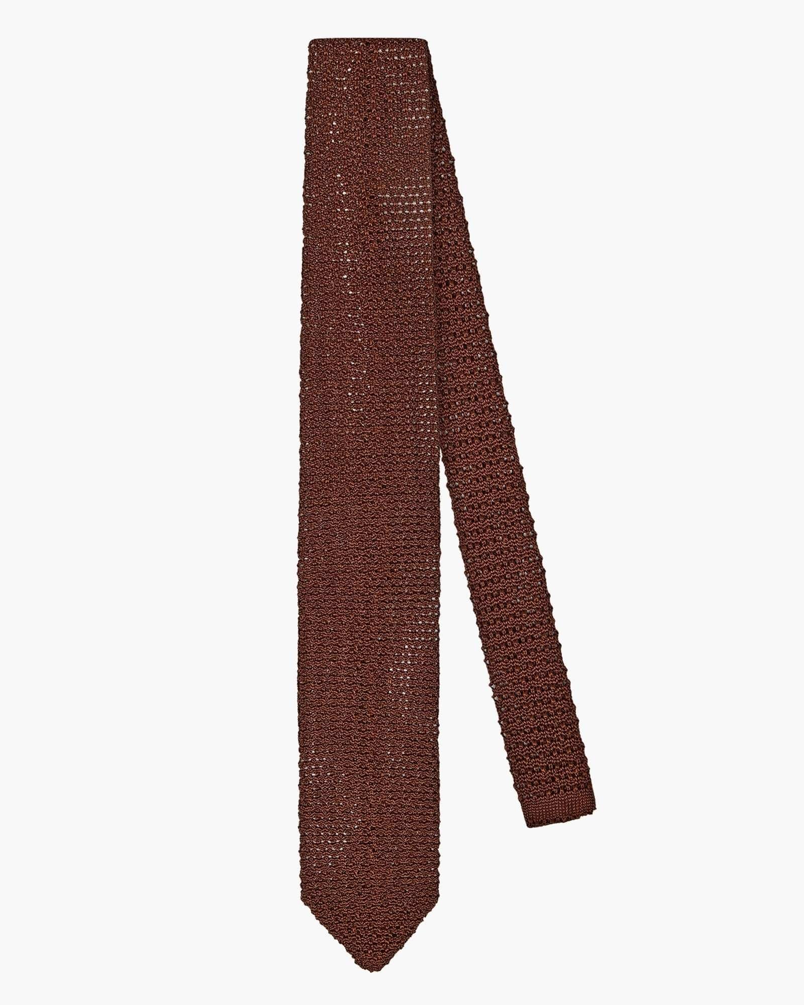 Cravatta Tricot in Maglia Punto Uncinetto - Marrone