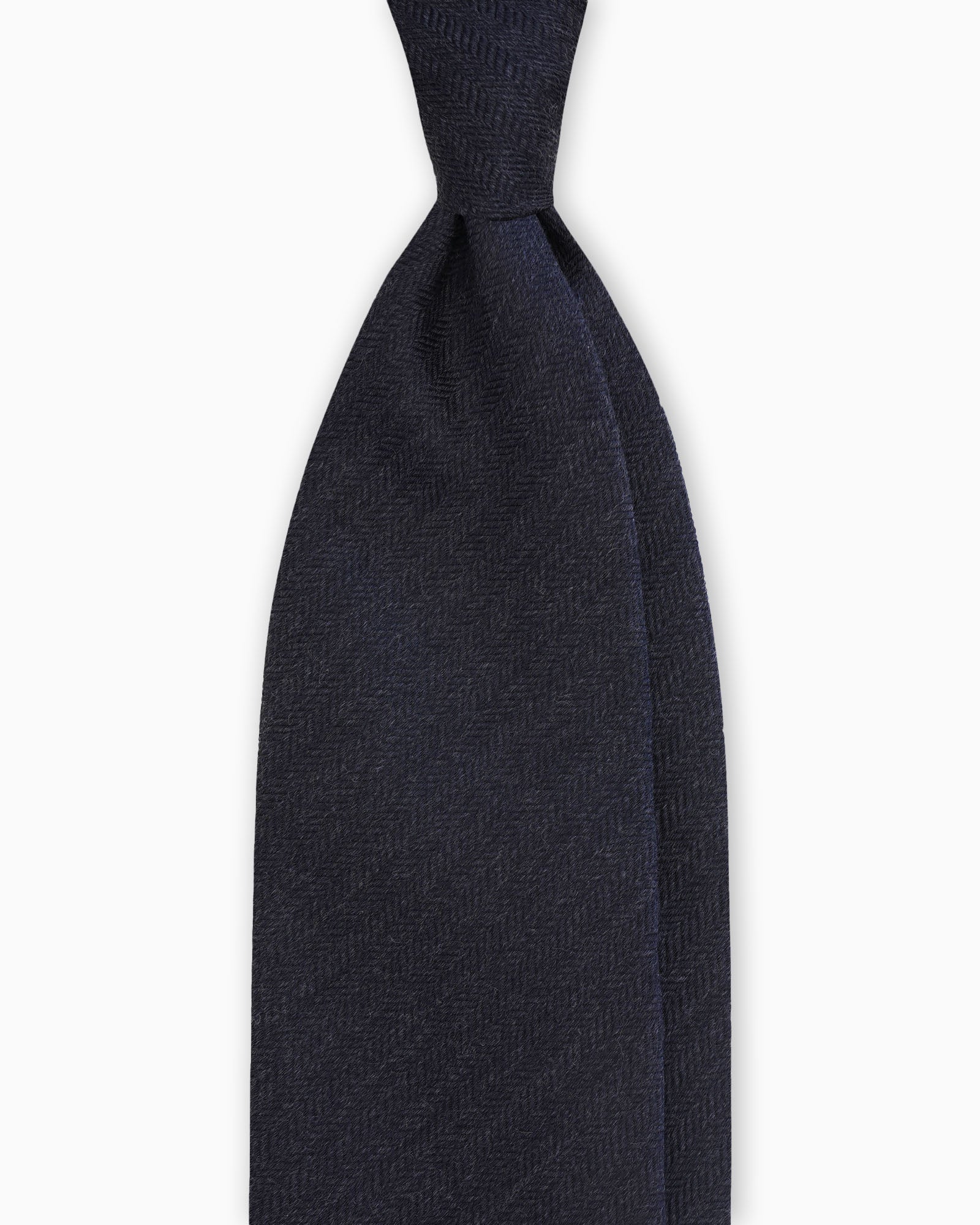 3 Fold Chevron Wool Silk Tie - Grey