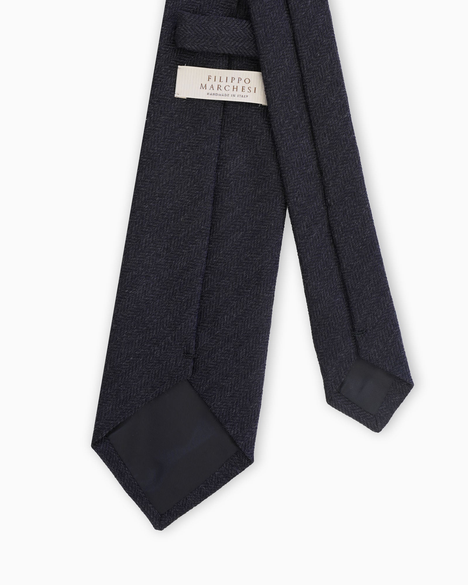 3 Fold Chevron Wool Silk Tie - Grey