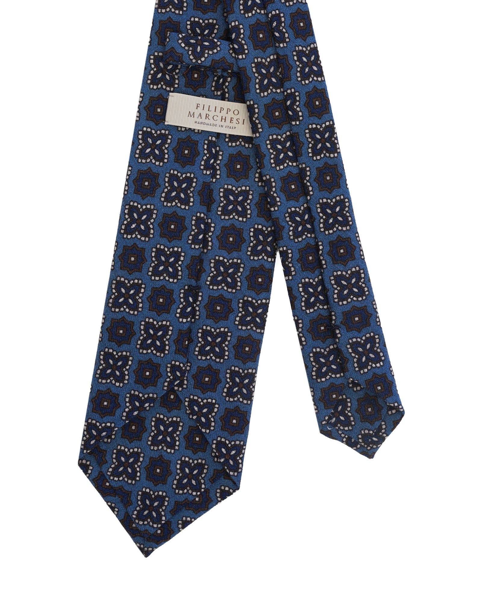 Cravatta in Lana con Motivo Floreale – Azzurro