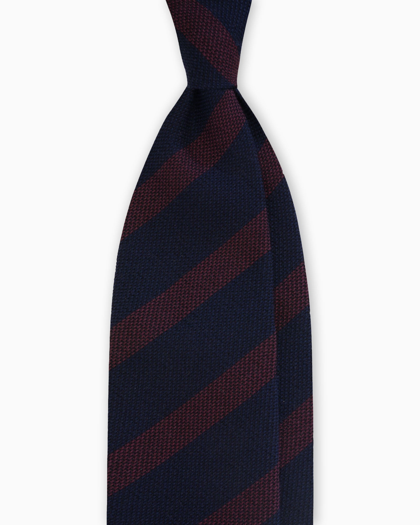 Navy Blue and Bordeaux Wool and Silk Regimental Tie