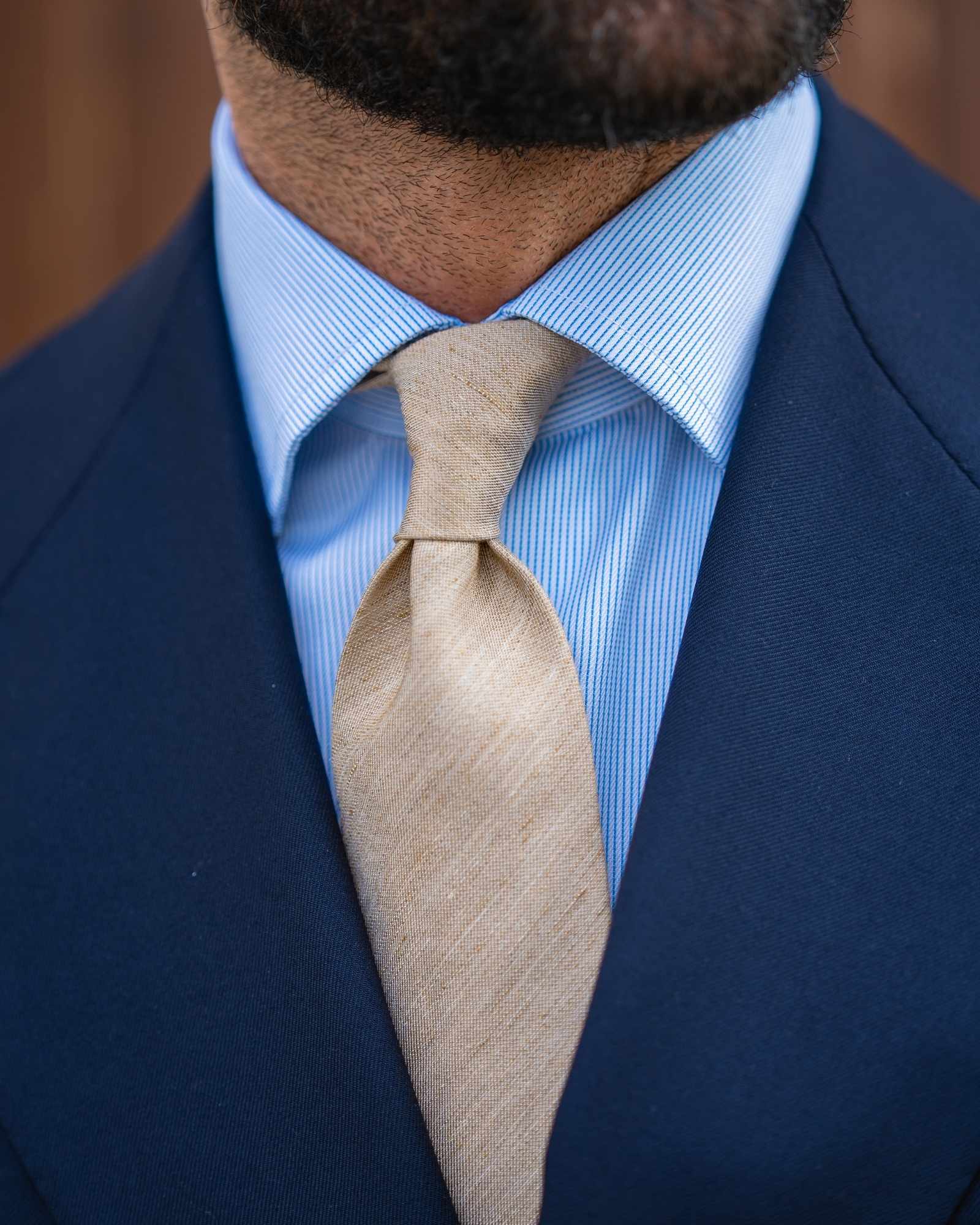 3-Fold Silk And Linen Tie - Sand