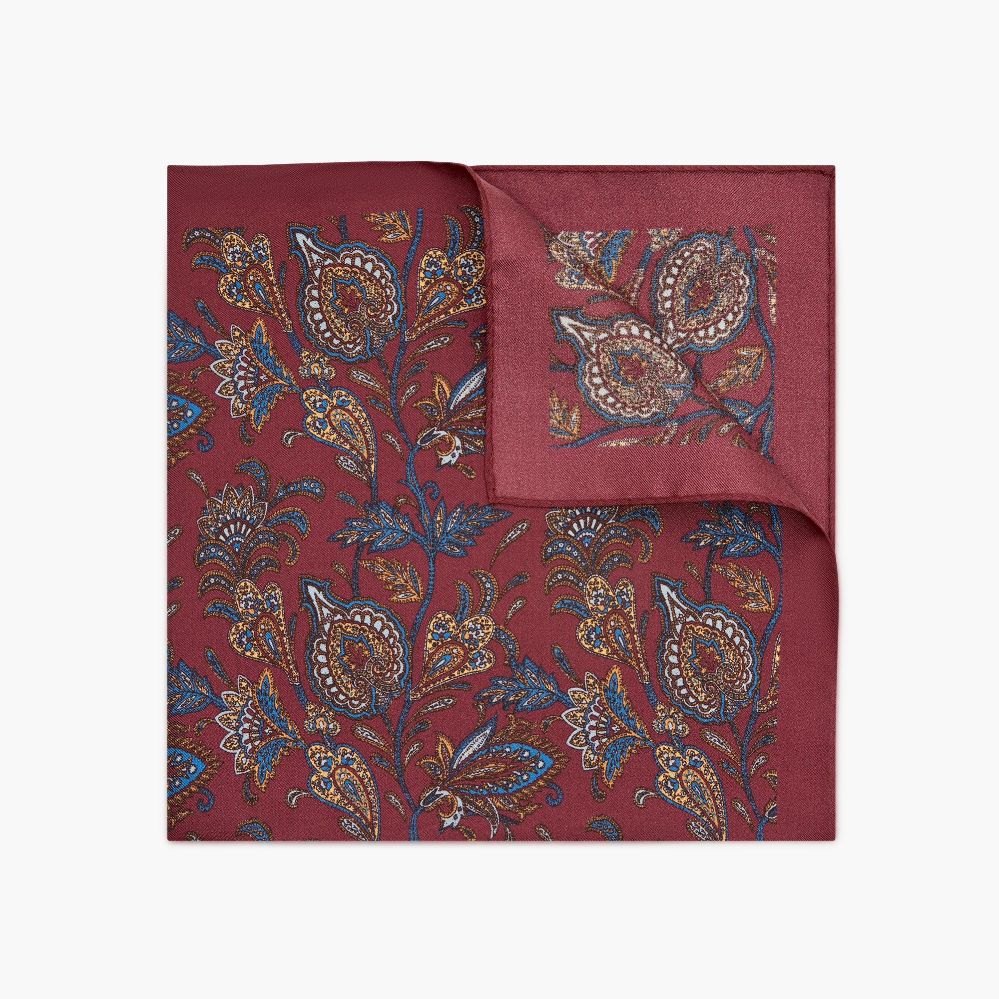 Fazzoletto Da Taschino In Seta Stampata Floreale - Bordeaux