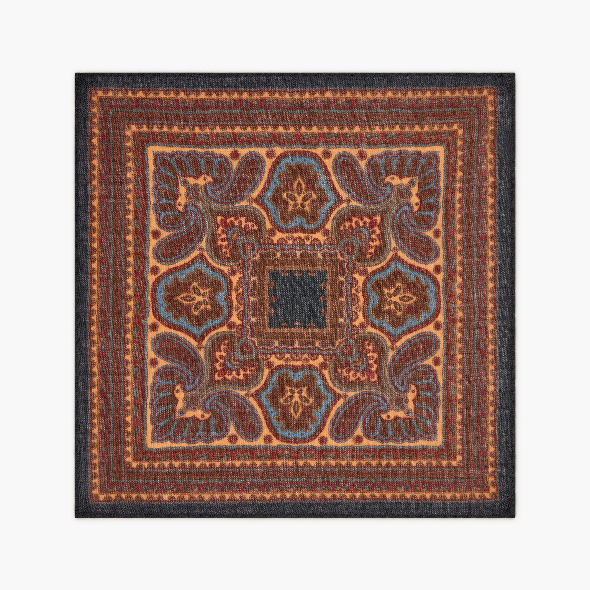 Fazzoletto Da Taschino In Lana Floreale - Blu