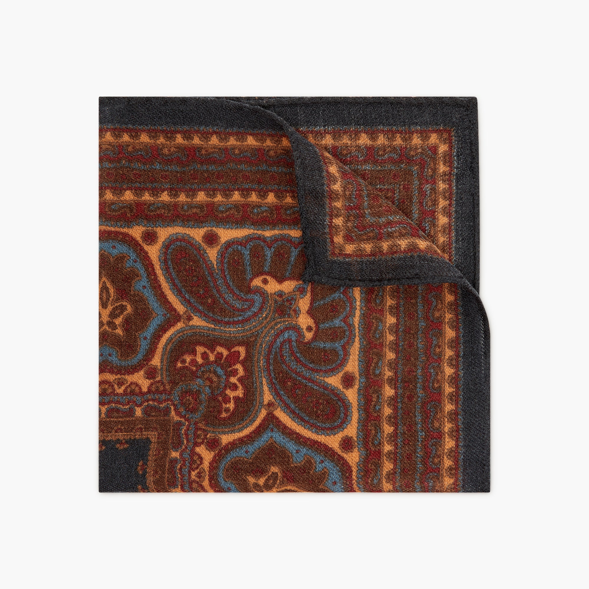 Fazzoletto Da Taschino In Lana Floreale - Blu