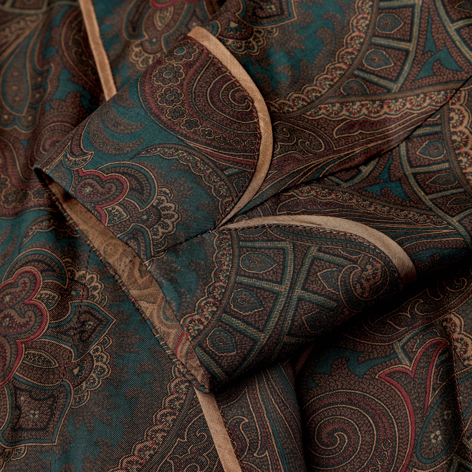 Paisley Forest Green Silk Dressing Gown