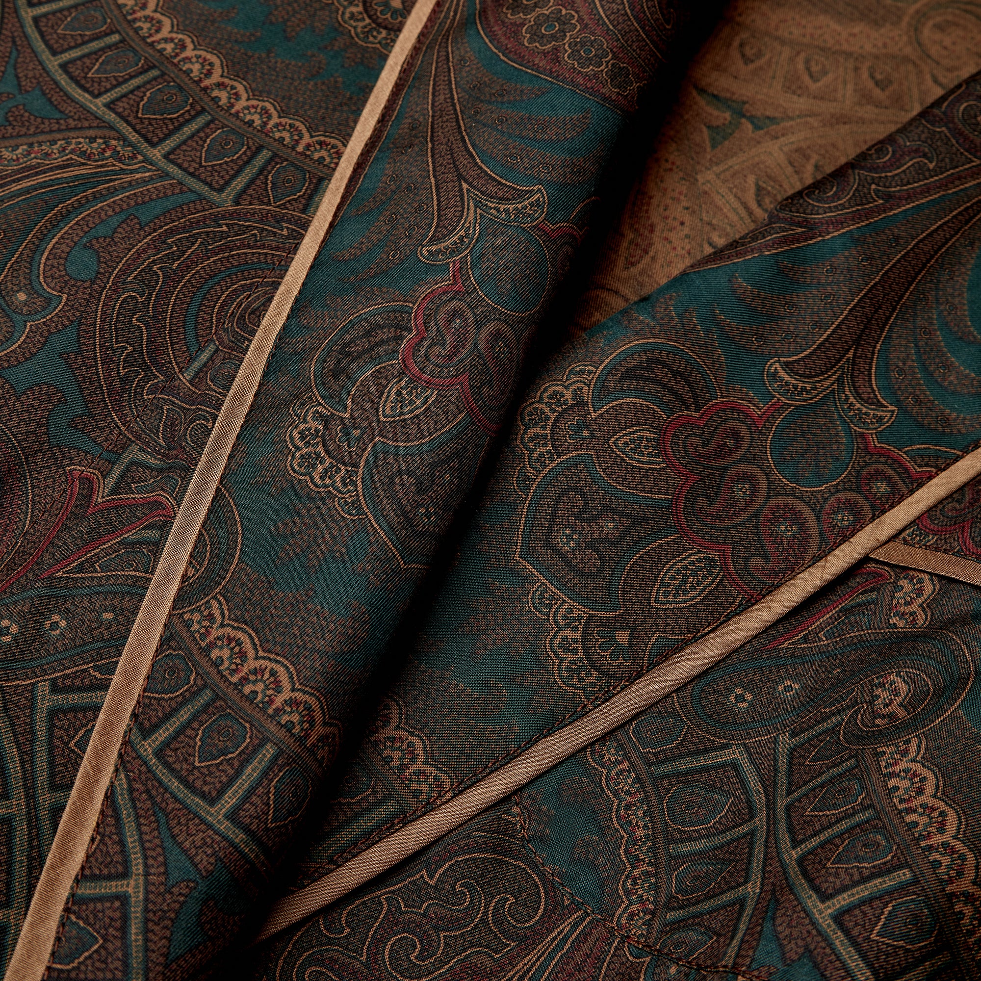 Paisley Forest Green Silk Dressing Gown