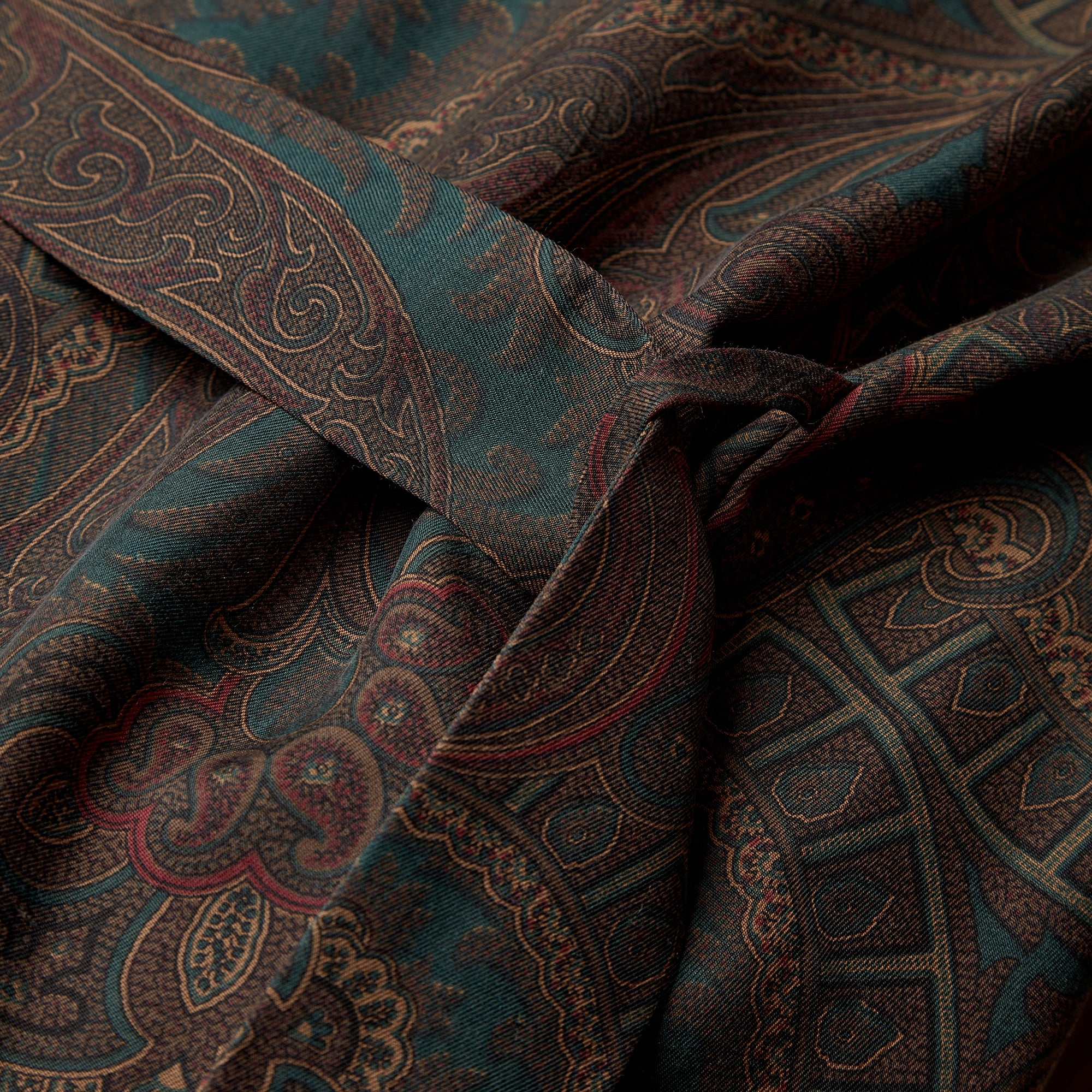 Paisley Forest Green Silk Dressing Gown