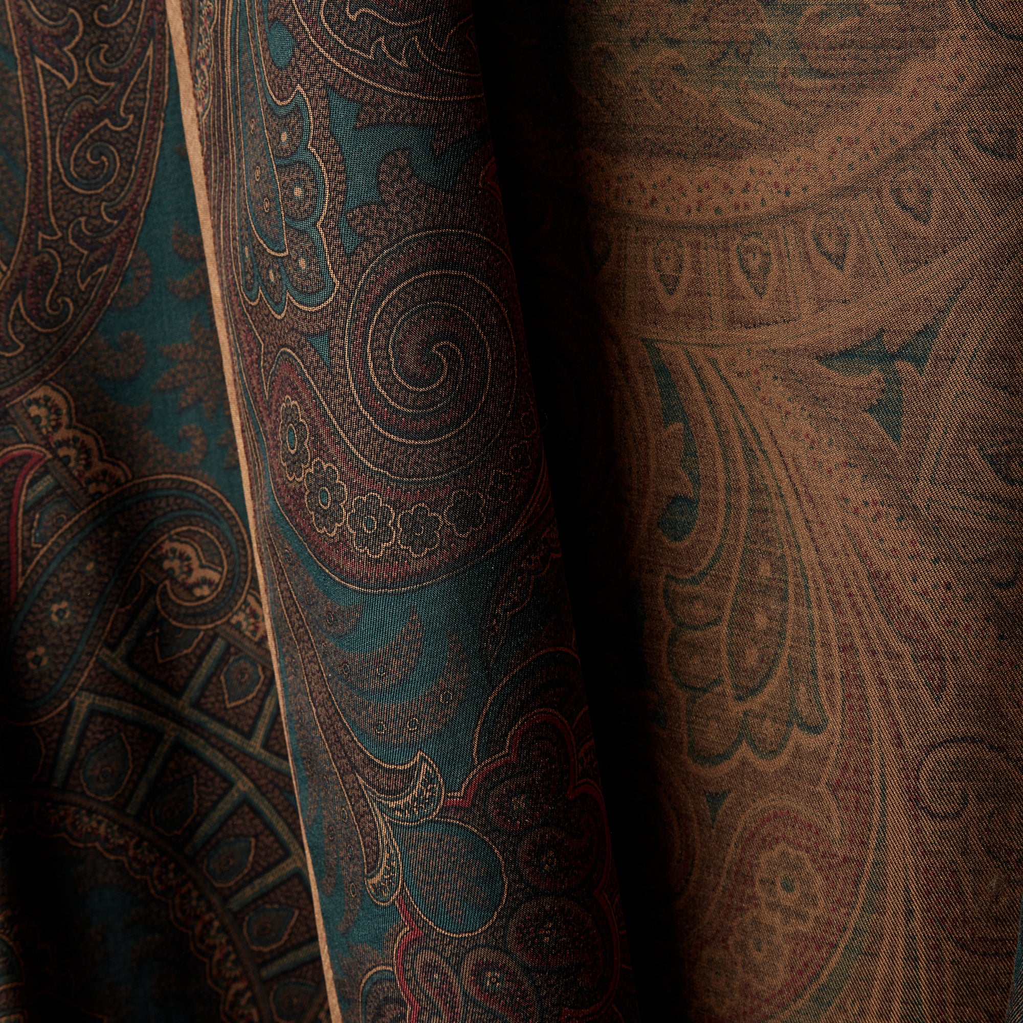 Paisley Forest Green Silk Dressing Gown