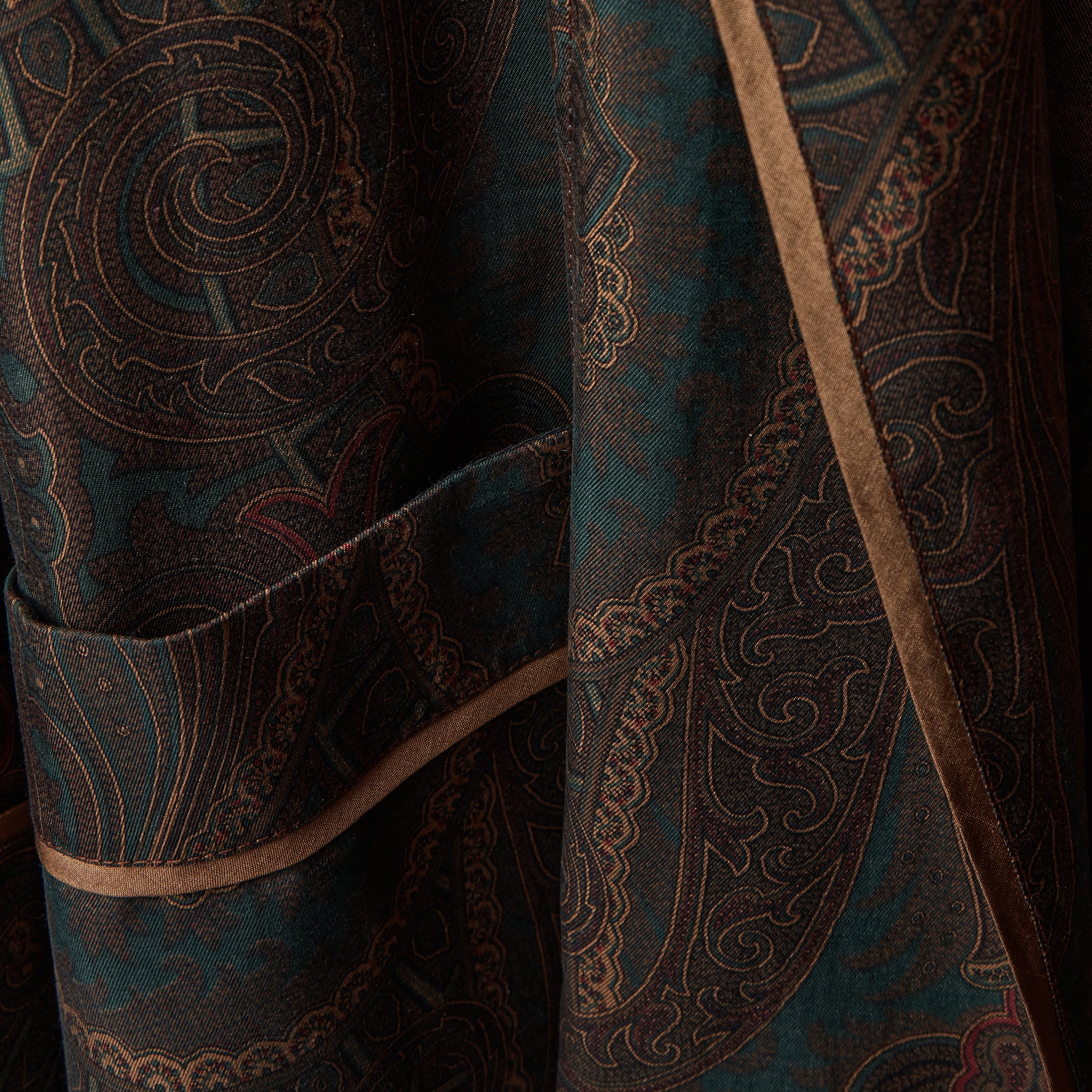 Paisley Forest Green Silk Dressing Gown