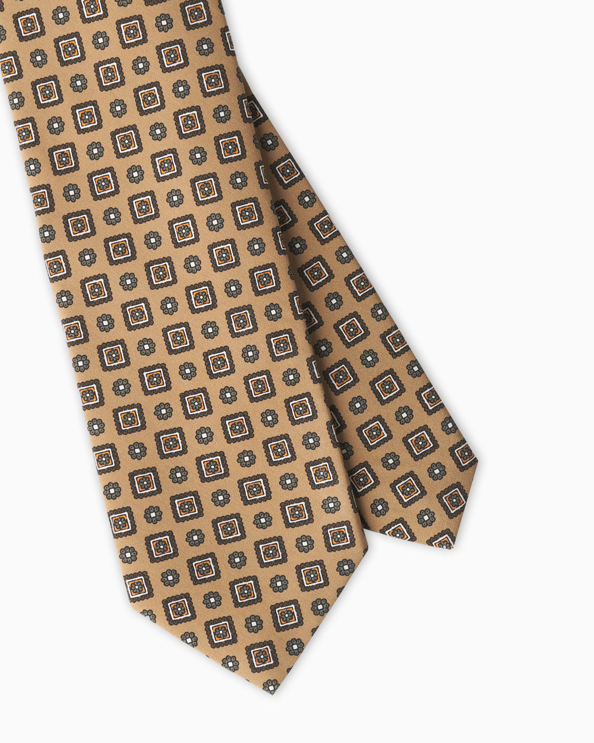 Floral Madder Silk Tie - Camel